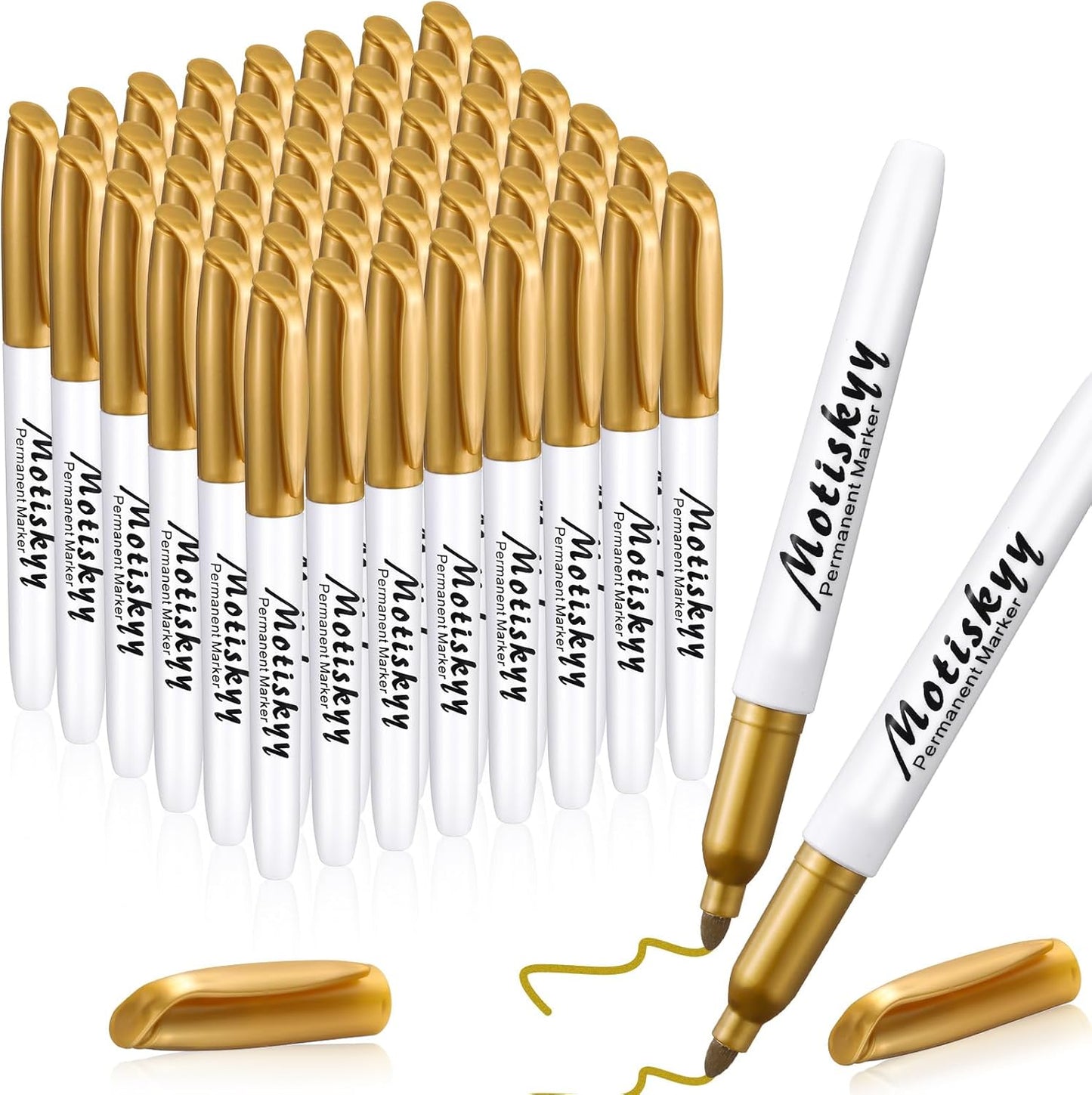 48 Pcs Metallic Permanent Markers Bulk Metallic Marker Pens Medium Tip Quick Dry Paint Pen for Classroom DIY Crafts Artist Illustration Gift Card Making(Gold)