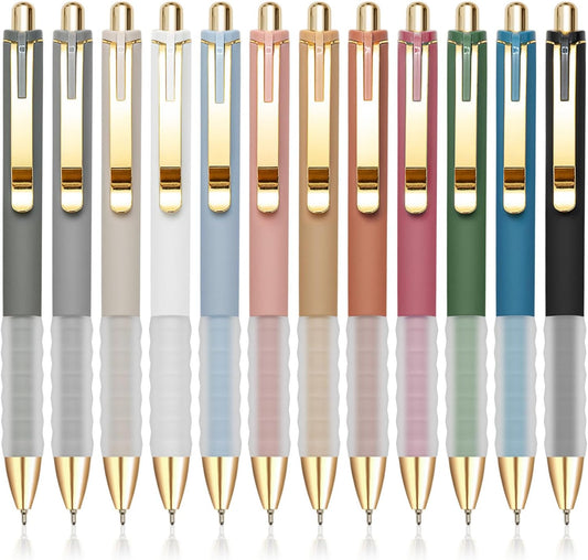 MiSiBao Black Ballpoint Pens 1.0mm Pens Retractable Ball Point Pens Smooth Writing (Metal pen clip, 12-pack)