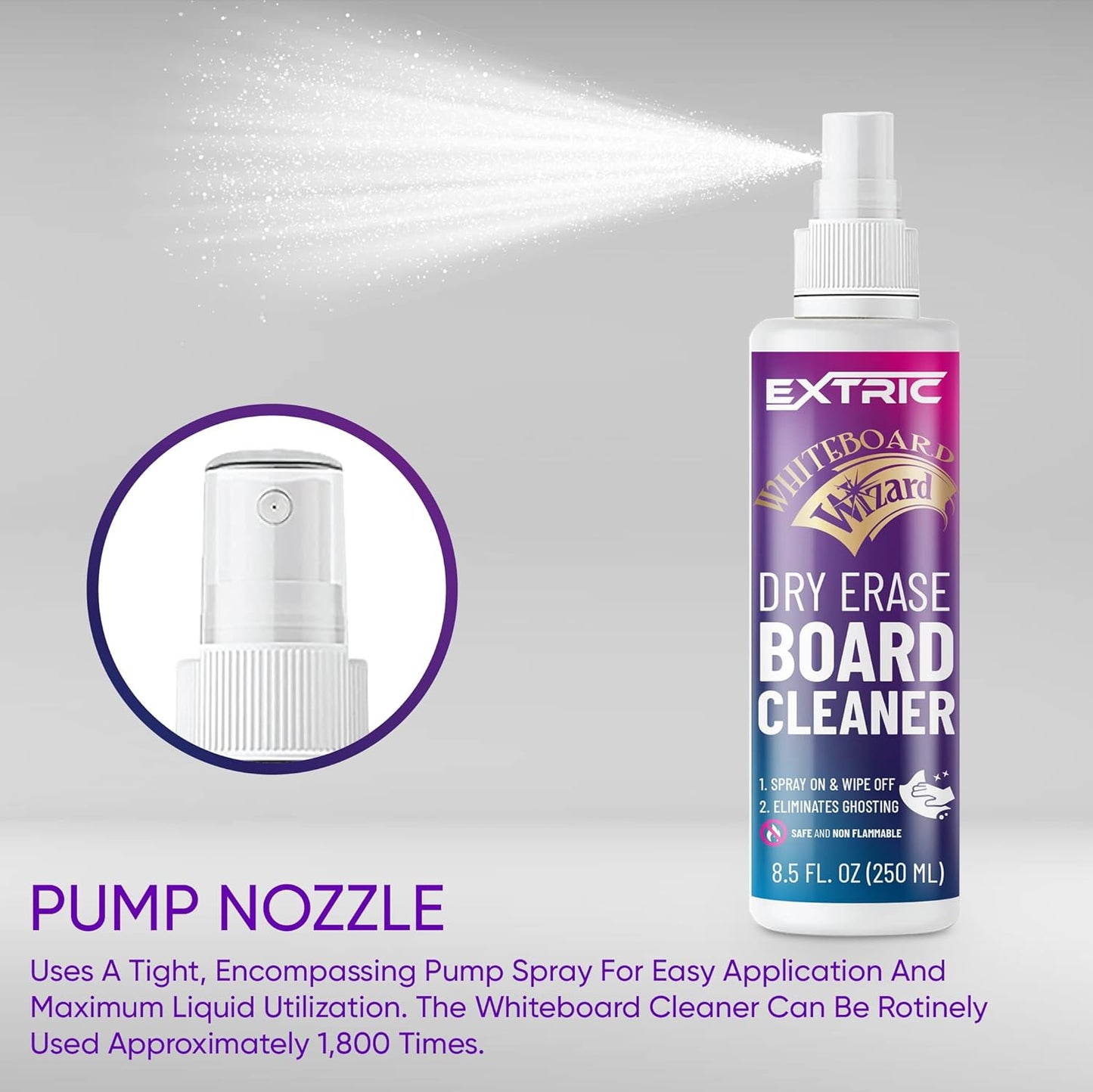 Whiteboard Cleaner 8.5 Ounces White Board Cleaning Spray, Dry Erase Board Cleaner and a Microfiber Cleaning Cloth (1) Non-Toxic Dry Erase Cleaner Spray