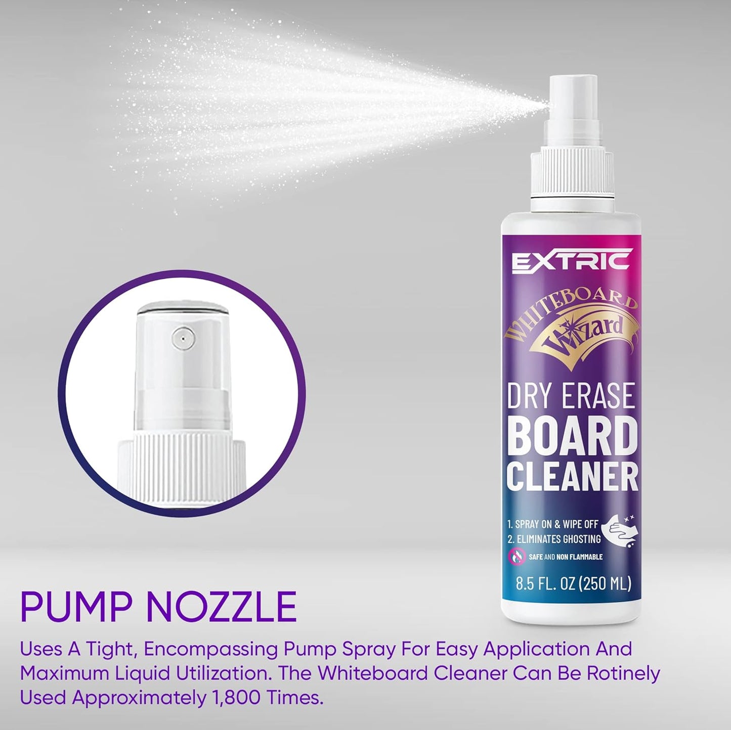 EXTRIC Whiteboard Cleaner 8.5 Ounces White Board Cleaning Spray, Dry Erase Board Cleaner 2 Pack Dry Erase Cleaner