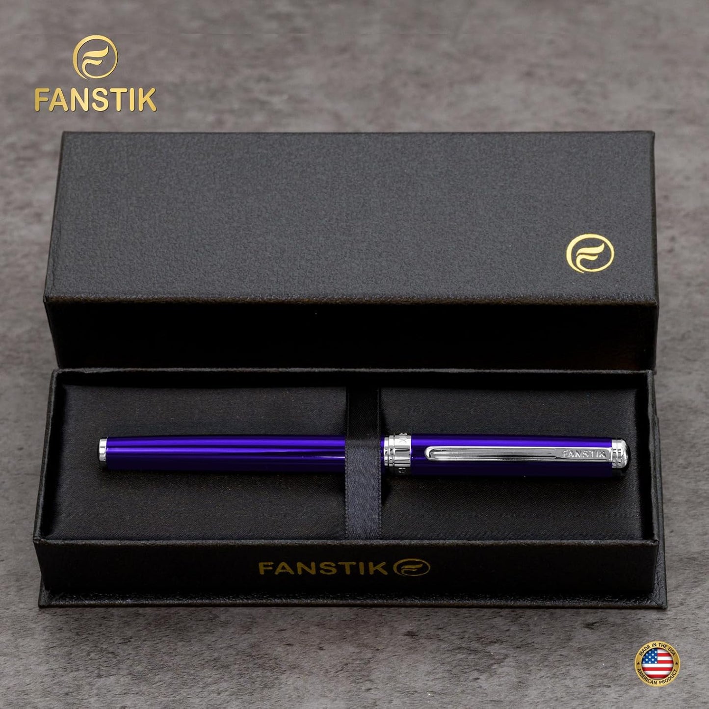 Blue Luxury fountain pen (Made In USA) fancy gift set for women, Real 24K Gold Plating, Professional executive pen gift set for men (Lux fountain Blue)