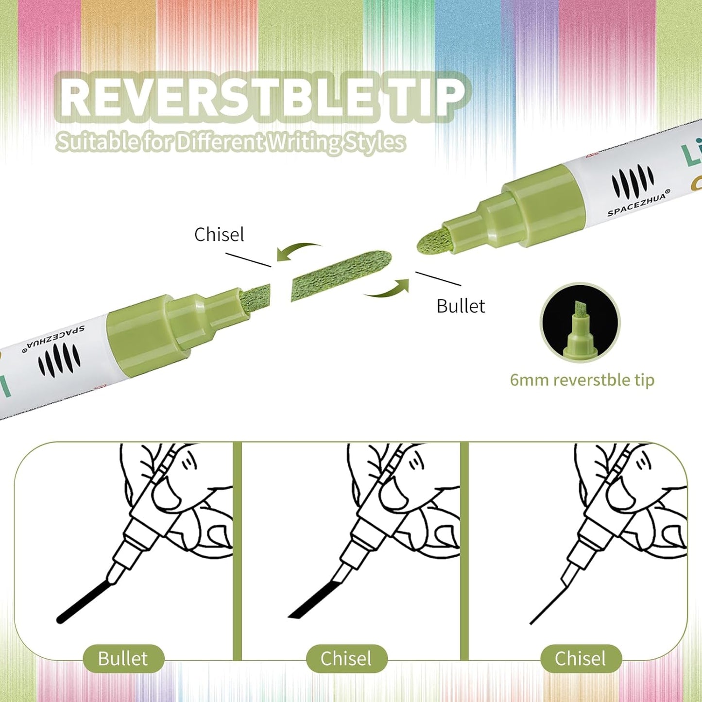 Chalk Markers for Blackboard 8 Macaron Colors, 6mm Reversible Bullet & Chisel Tips, Chalk Pens Wet & Dry Erasable Markers for Whiteboard, Chalkboard, Calendar, Windows, Glass, Signs