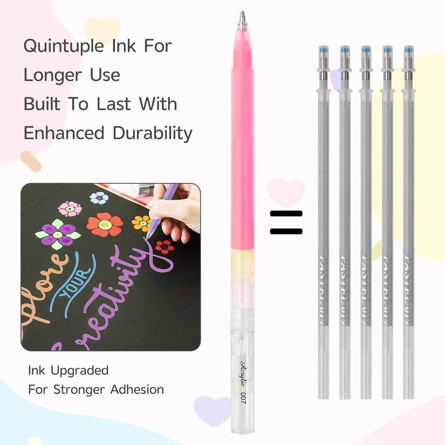 LIUILUCAI 24 Deep Colors Paint Markers, Acrylic Paint Pen,3D Acrylic Gel Pen, 1.0 Fine Tip Muticolor Marker Art Set With Bullet Tip For Black Paper Canvas DIY Crafts, Art, Drawing-1.0 mm