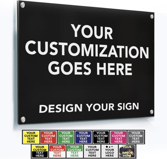 Custom Outdoor Metal Sign, Personalized Aluminum Safety and Business Sign, Waterproof (Black Background, White Aluminum, 14x10 In)