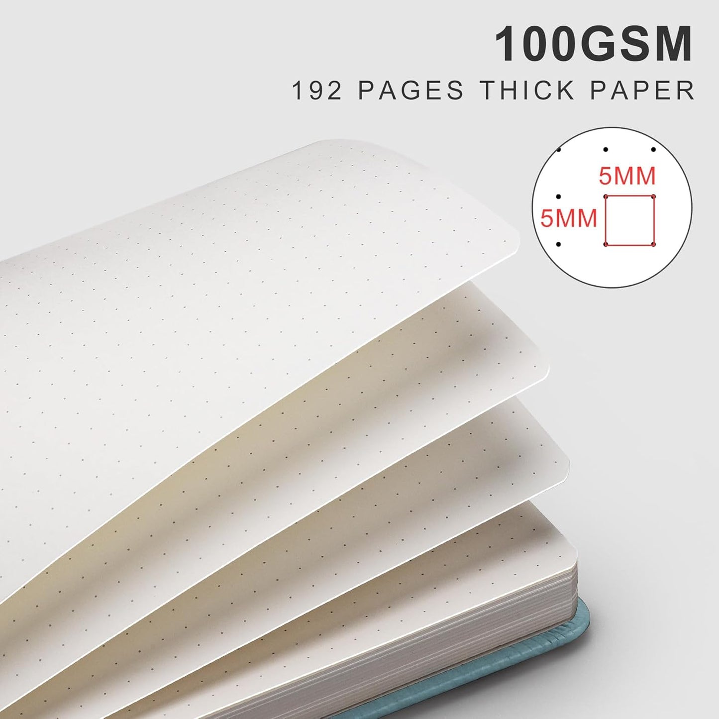 EMSHOI A4 Dotted Journal - 8.5"x11" Hardcover Leather Dotted Notebook, 192 Pages 100 GSM Dot Grid Notebook for Work, Bullet Journaling, Writing, Gift for Women & Men (GrayBlue)