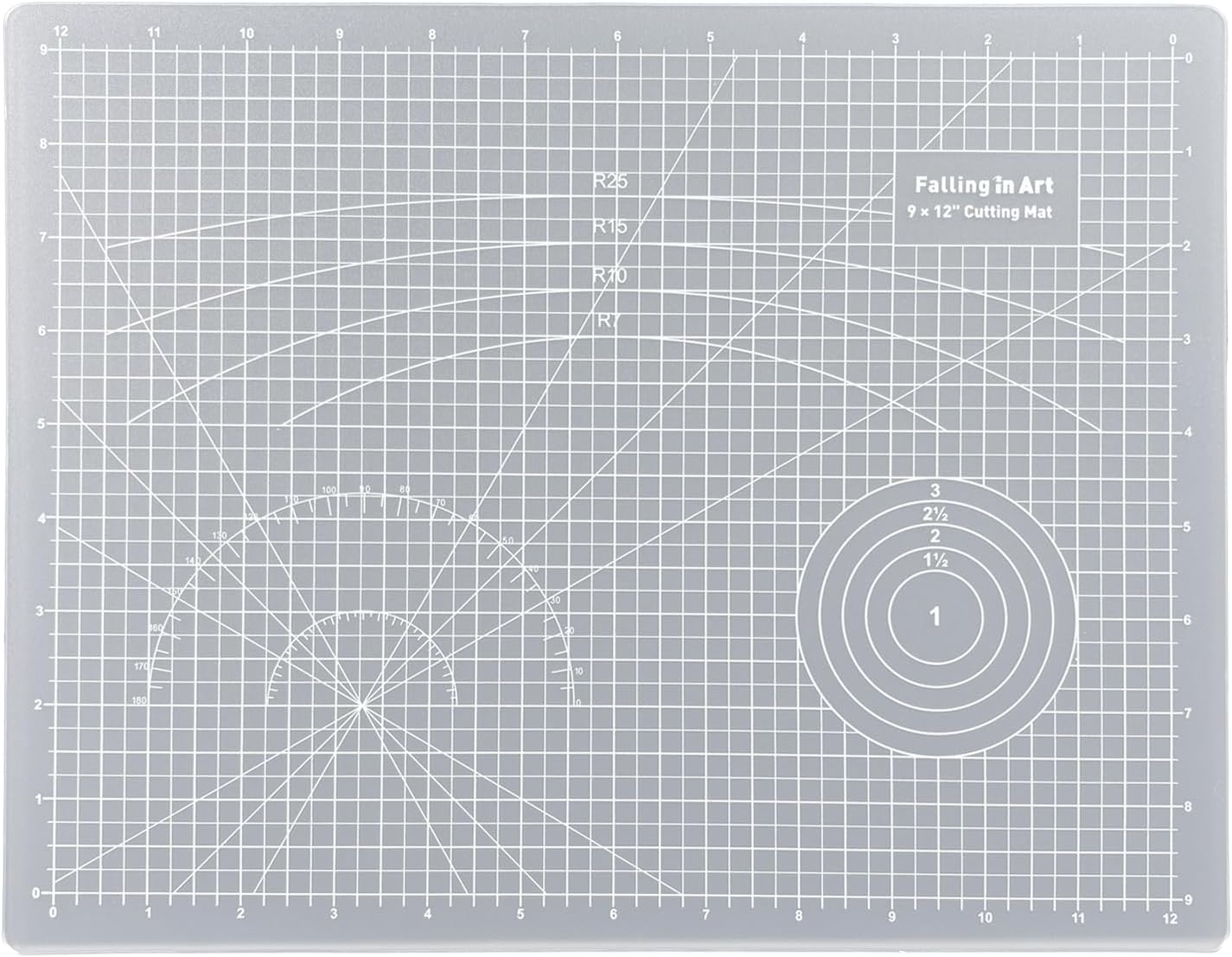 Falling in Art Self Healing Cutting Mat, 9x12" Cutting Mats for Sewing, Double-sided 5-Ply Fabric Cutting Board for Crafting, Quilting and Sewing Projects, White