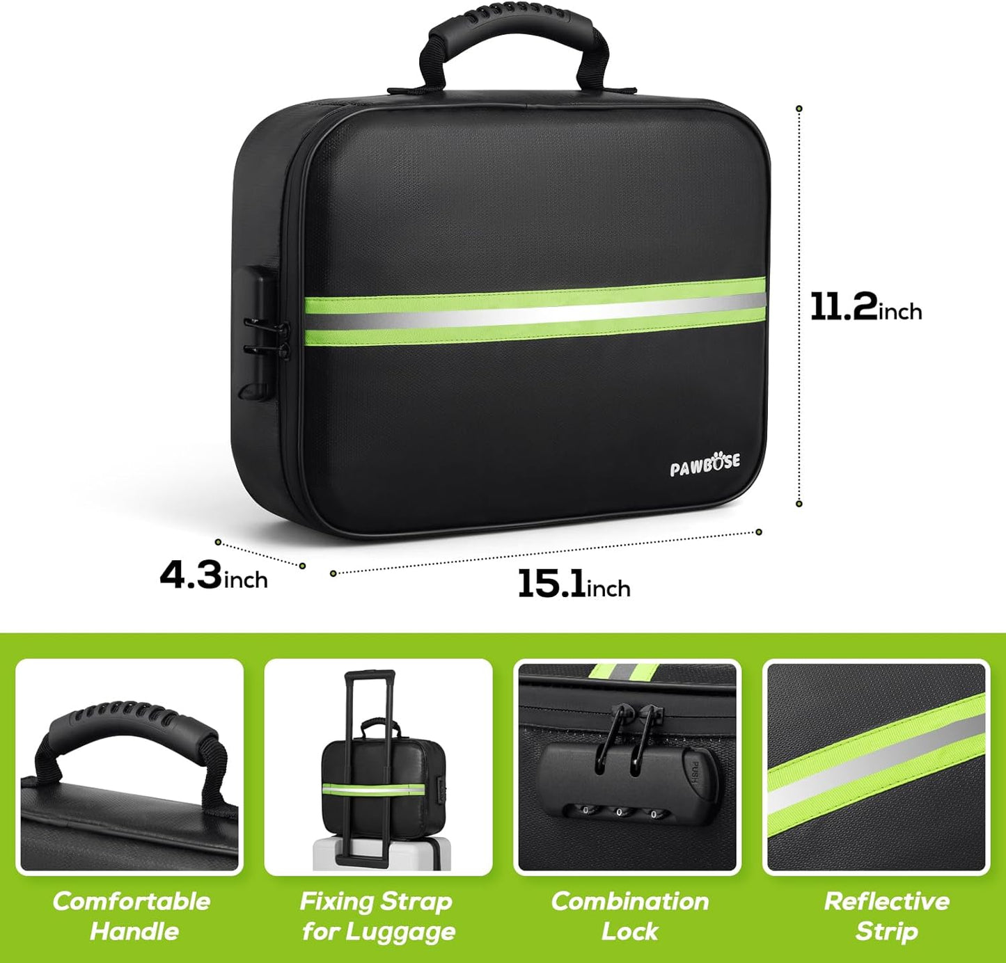 Fireproof Document Bag with Lock, Upgraded Fireproof, Heat Insulated & Waterproof Box for Document,Portable Storage for Home and Travel, Suitable for Document and Laptop