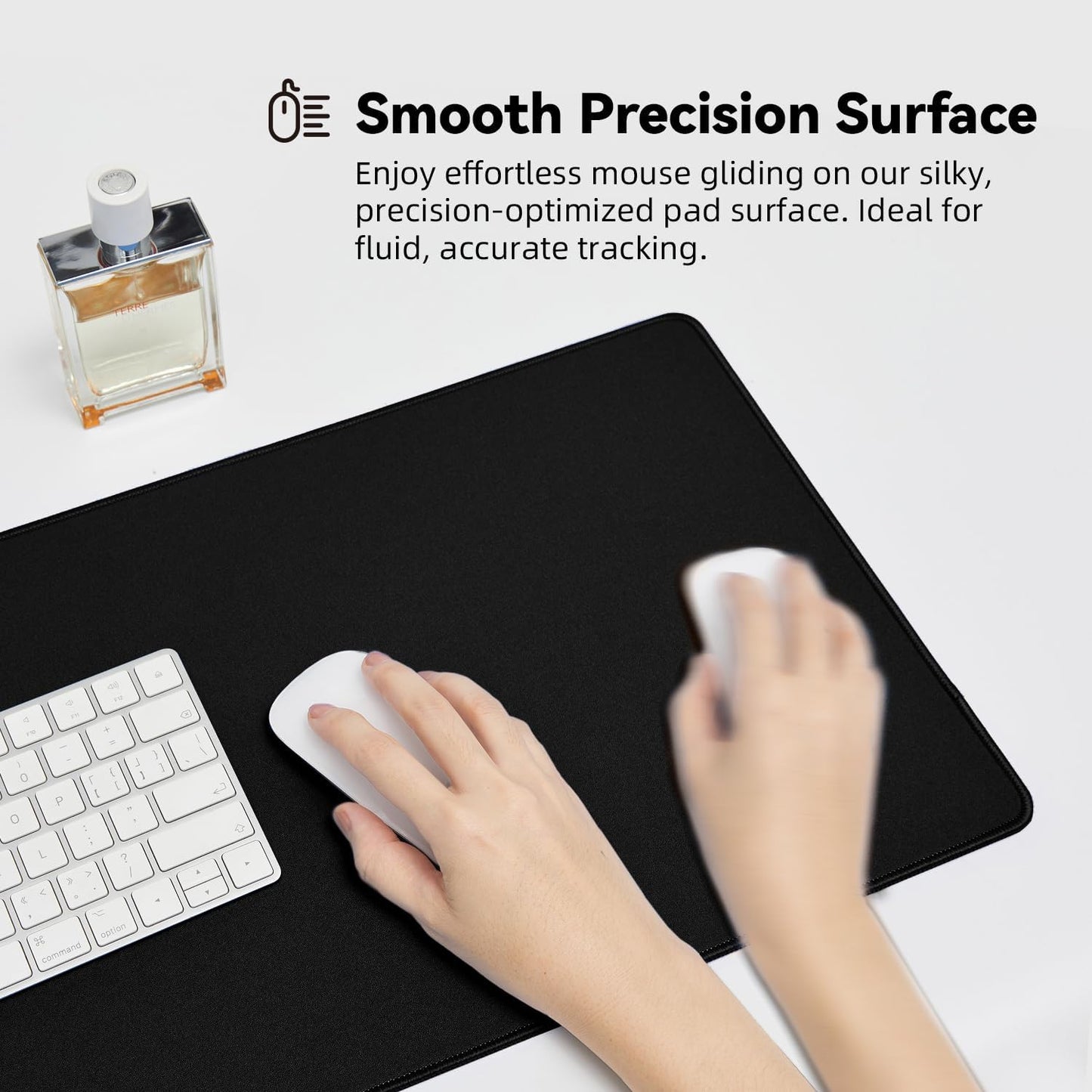 Waterproof Large Gaming Mouse Pad with Durable Stitched Edges, Non-Slip Rubber Base, Grainy Jacquard Mouse Mat Desk Pad for Home Office Gaming, 31.5"x11.8"x0.12", Black