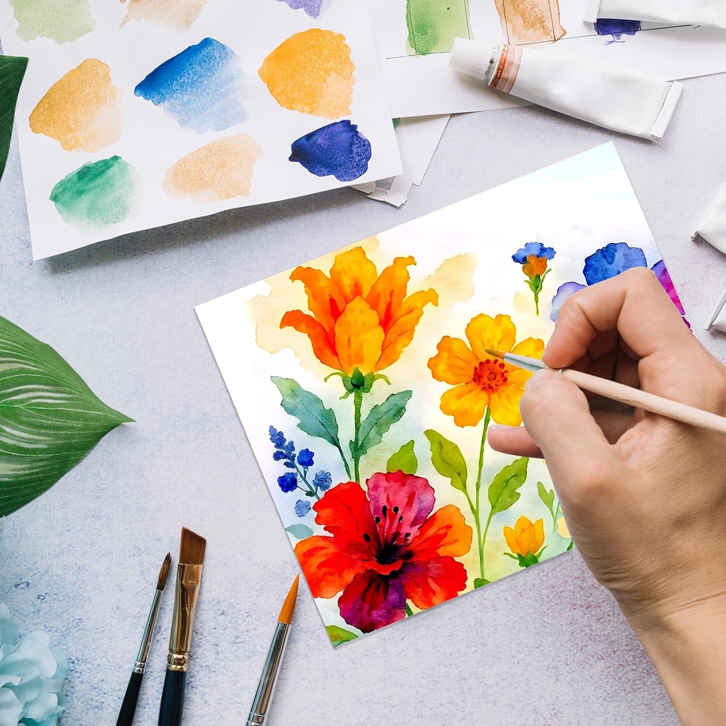 100 Sheets Watercolor Paper Bulk，5 x 7 Inch Cold Press 140 lb/300 GSM Water Color Paper for Kids Adults.Watercolor Drawing Paint Paper for Art Drawing Supplies