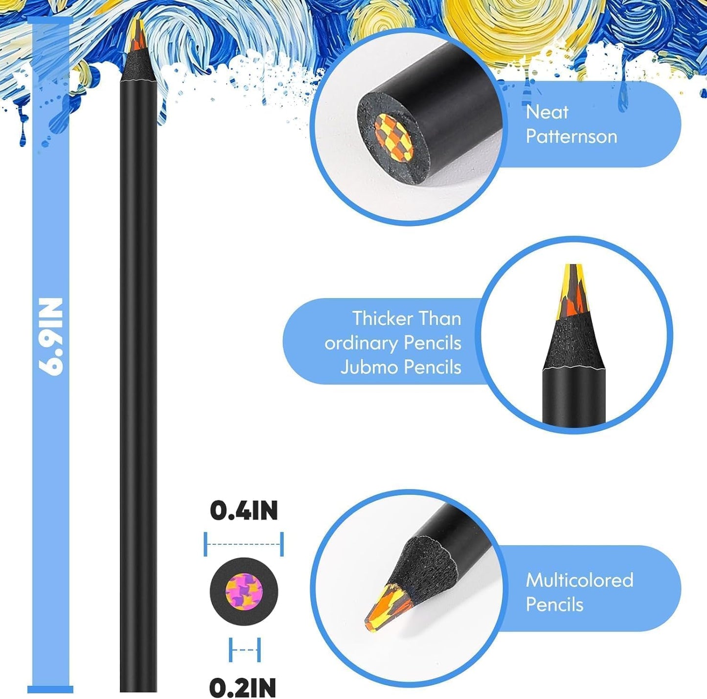 16 Pack Rainbow Pencils, Birthday Party Favor Bags, Art Supplies for Drawing, Coloring, Gifts for 4-12 Year Old Girl Kids, Graduation Gifts for Kids Teens