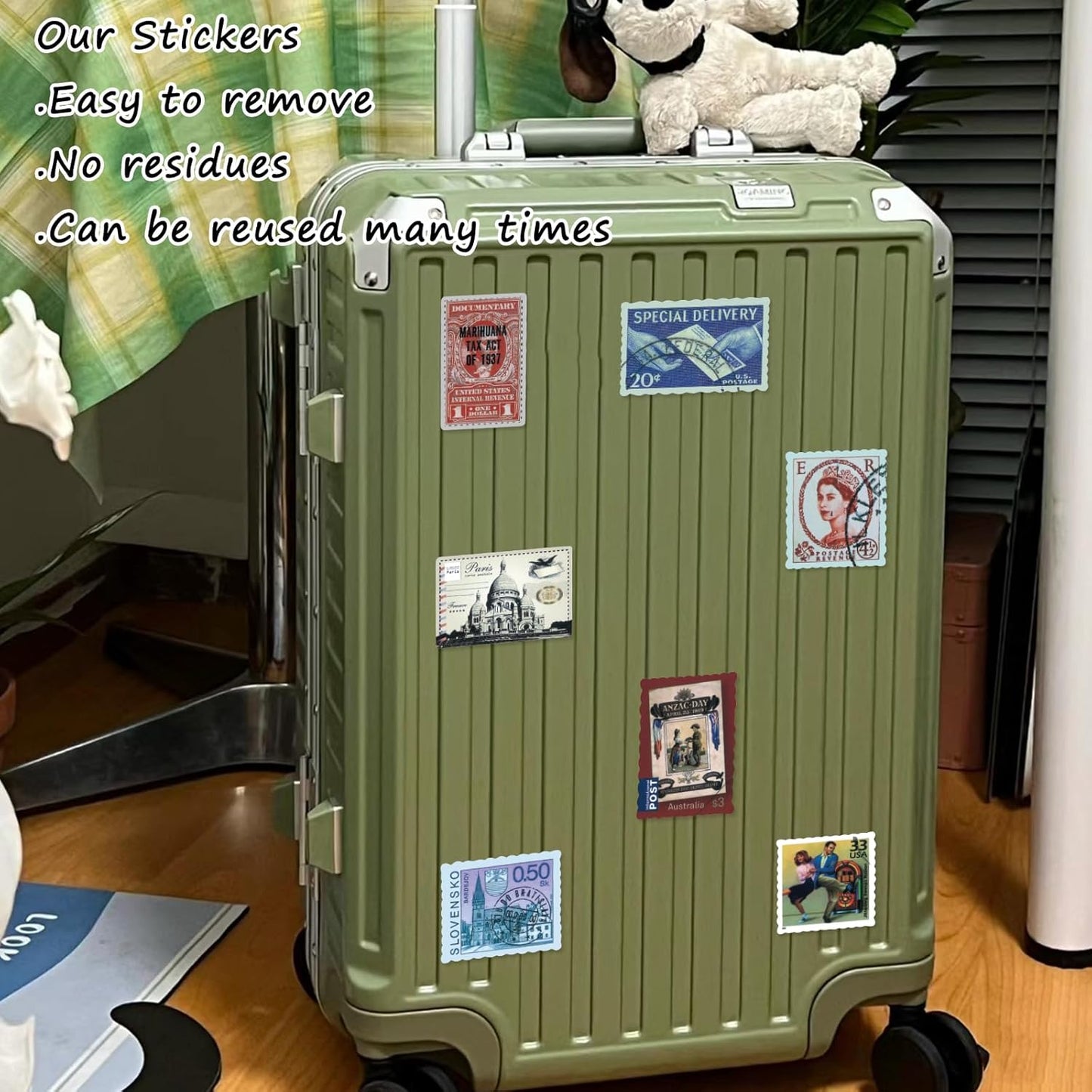 100 Pcs Vintage Stamp Stickers for Scrapbook,Retro Travel Sticker for Scrapbook Supplies,Stamp-Look Portrait Waterproof Stickers for Junk Journal Collage DIY Crafts