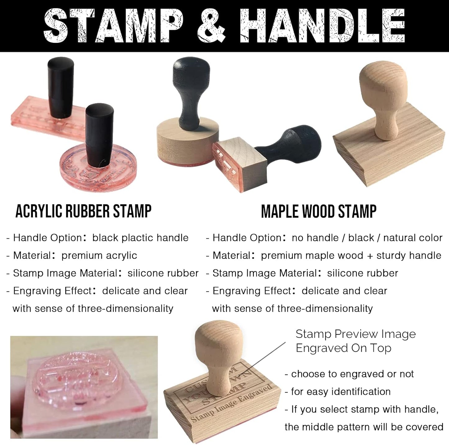 Custom Stamp with Logo Text - Personalized Rubber Stamp with Handle - Address Stamps for Business or Crafting - Rectangle 3"x4"