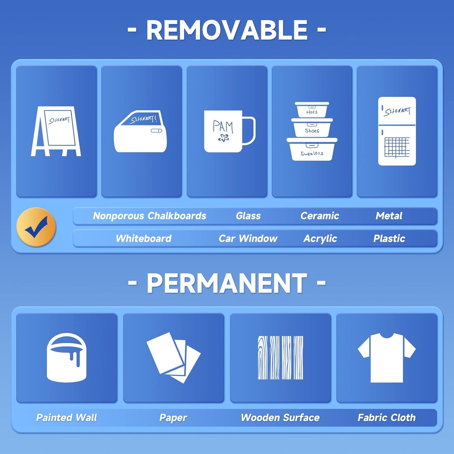 SILENART White Chalk Markers - 15mm Jumbo Tip Car Marker - Wide Thick Window Chalk Pen for Chalkboard, Window, Glass, Mirror, Blackboard