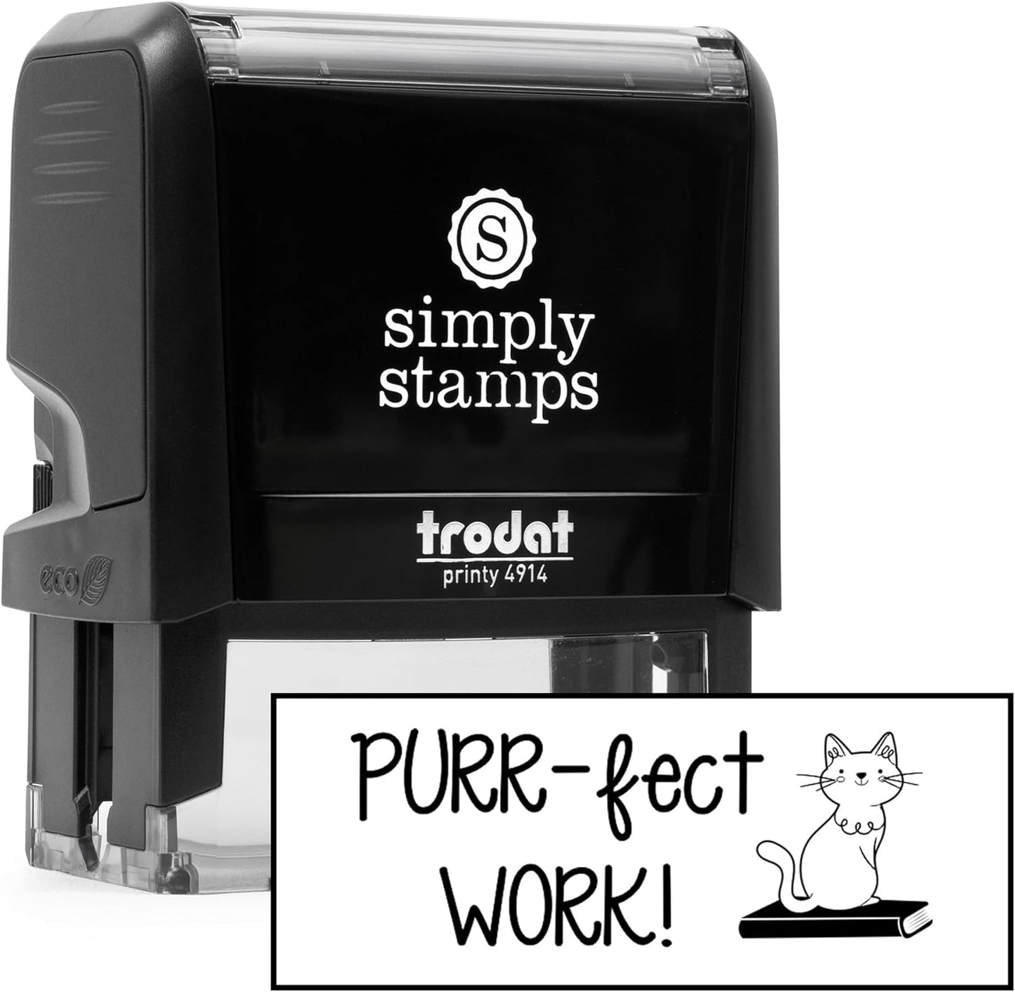 Custom Purr-FECT Work! Stamps | 49 Designs | Fun Phrases | Grading Made Easy | Self-Inking Classroom, Library & Book Stamps (Xtra Large)