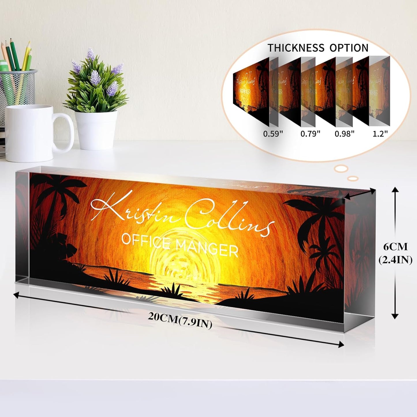 Custom Name Plate for Desk, Acrylic Office Decor For Women Men, Personalized Office Desk Accessories, Teacher Employee Appreciation Gifts For Social Worker Boss Coworkers (Hope)