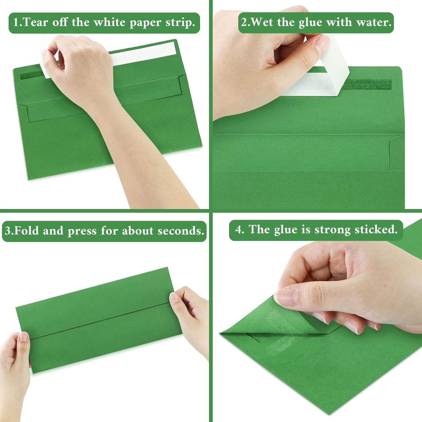 100 Pack #10 Business Envelopes, Green Standard Envelopes Self Seal, Letter Size Mailing Envelopes for Checks Letters Invoices Statements Birthday Graduation Wedding, 4 1/8 x 9 1/2 Inch