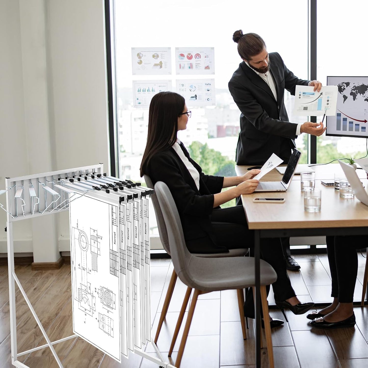 Estune 6 Pcs Blueprint Hanging Clamps Binding Strips Storage for Construction Paper Poster Plans Drawings Arts(18 Inches)