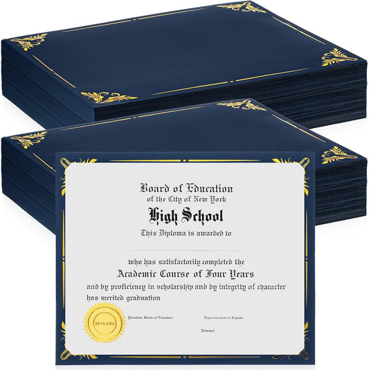 Fainne Certificate Holder Foil Border Bulk 8.5 x 11 Inch Single Sided Award Diploma Cover for Letter Size Cardstock Document Paper Graduation School Marriage Supplies (150 Pcs)