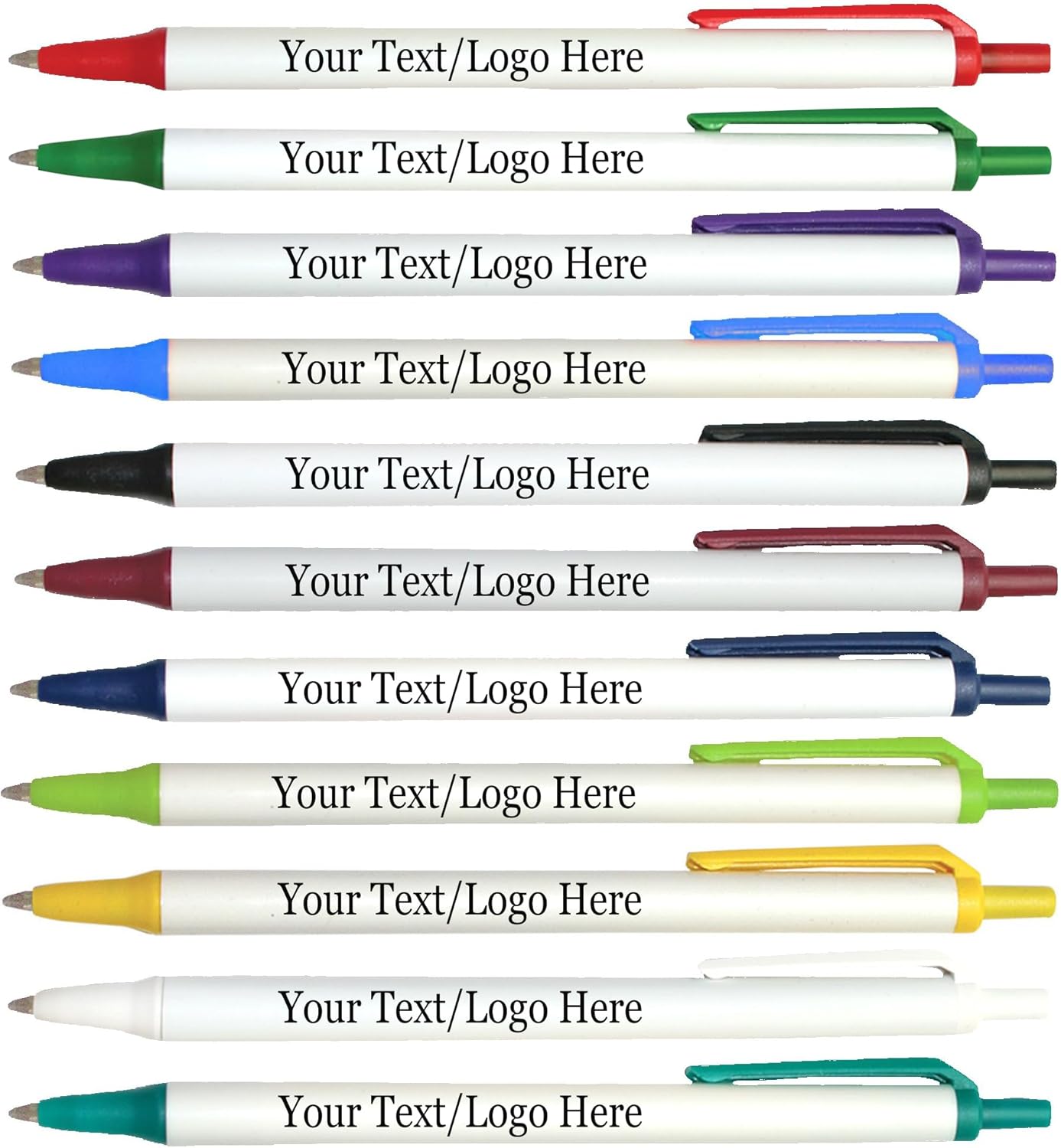 Personalized Click Stick Pens With your Custom Logo or Text-300 Pack Bulk-for Businesses, Parties, and Events, Custom Printed Retractable Slim Ballpoint Pens, Black, Black Ink