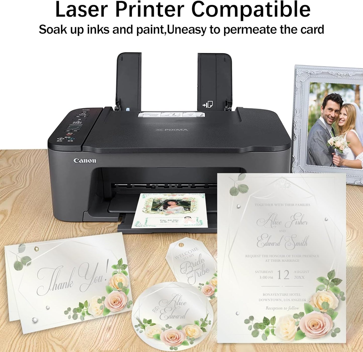 100 Sheets White Shimmer Cardstock 8.5 x 11 Certificate Paper, Goefun 80lb Pearlescent Paper for Invitations, Certificates, Crafts, DIY Cards