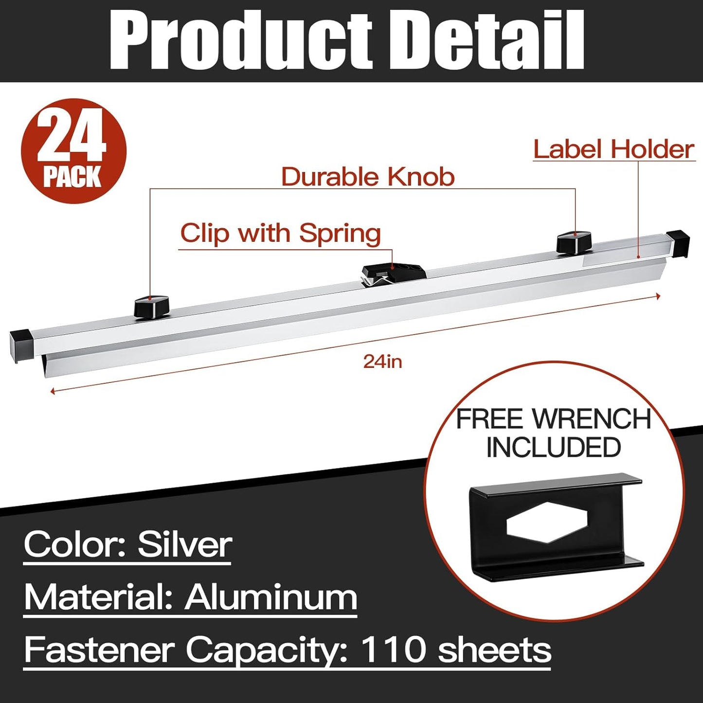 Estune 24 Pcs Blueprint Hanging Clamps Binding Strips Storage for Construction Paper Poster Plans Drawings Arts (24 Inches)