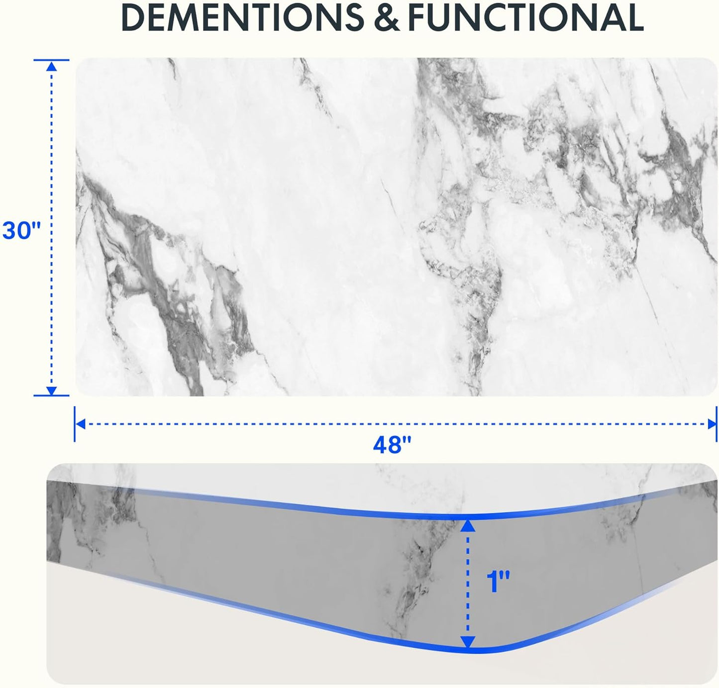 FLEXISPOT EN1 One-Piece Standing Desk 48 x 30 Inches Height Adjustable Electric Desk Sit Stand Desk Home Office Desks (White Frame + Marble Gray Top, 2 Packages)