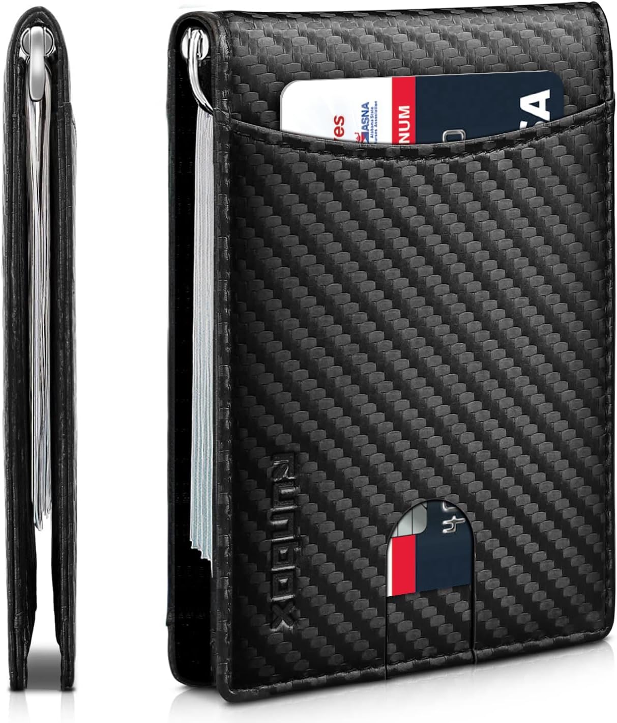 Genuine Leather Slim Wallet for Men RFID Blocking Bifold Minimalist Front Pocket Mens Wallet with Money Clip Thin Gift Box