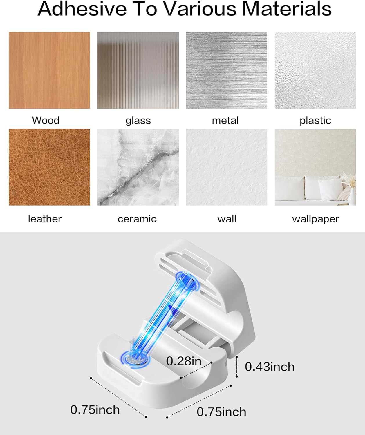 10 Pack Desk Cable Strong Adhesive Management Clips，Organize Phone Charging Magnetic Cable Wire Holder, Easy to Open, for Desk, Wall, Office, Car,Nightstand(White)