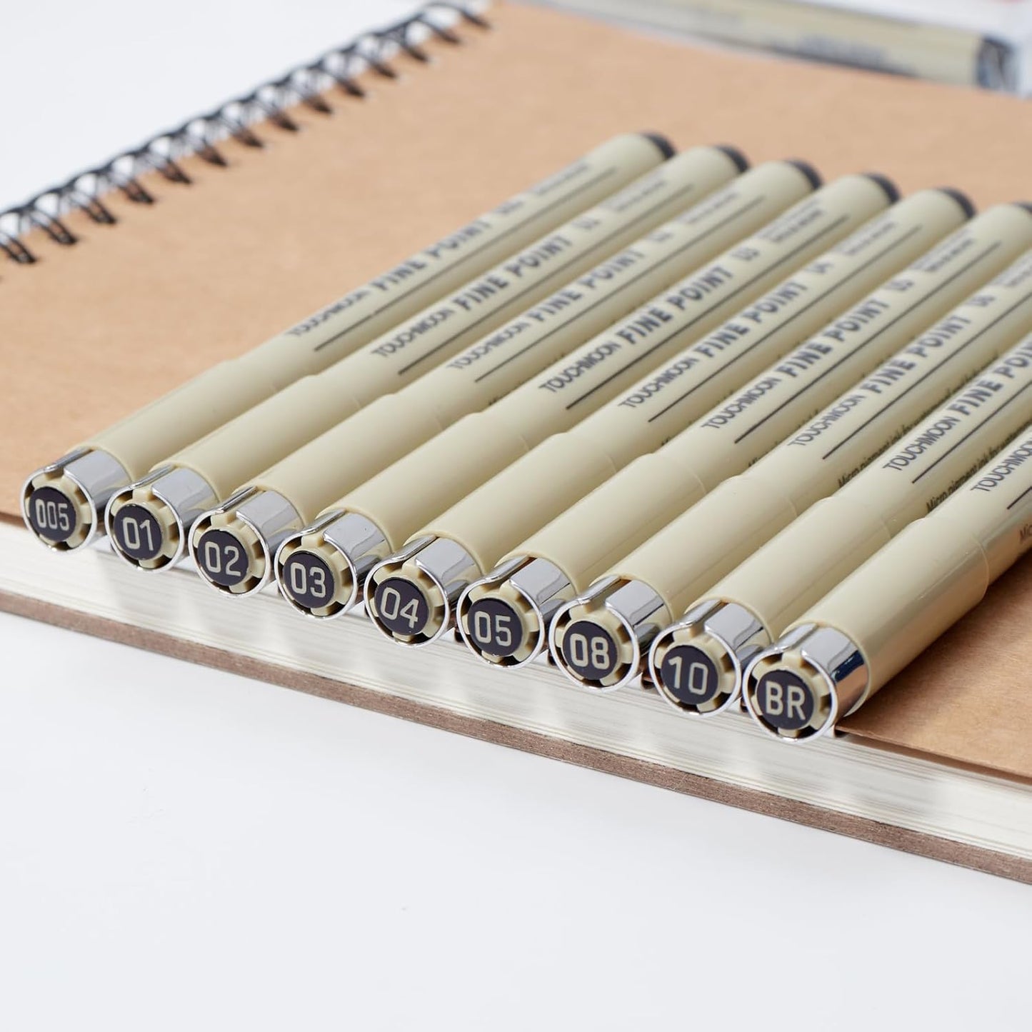 9 Pack Fineliner Drawing Pens – Black Waterproof Micro Line Ink Pens with Assorted Tip Sizes (005 to BR) for Manga, Sketching, Journaling & Technical Illustration