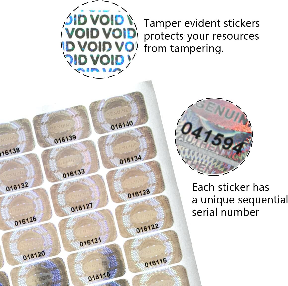 dose not apply 120 Pcs Authentic Hologram Labels/Stickers Silver Transfer Tamper Evident Security Warranty Void Seals / Stickers High with Unique Sequential Serial Numbering(1X0.6 inch)