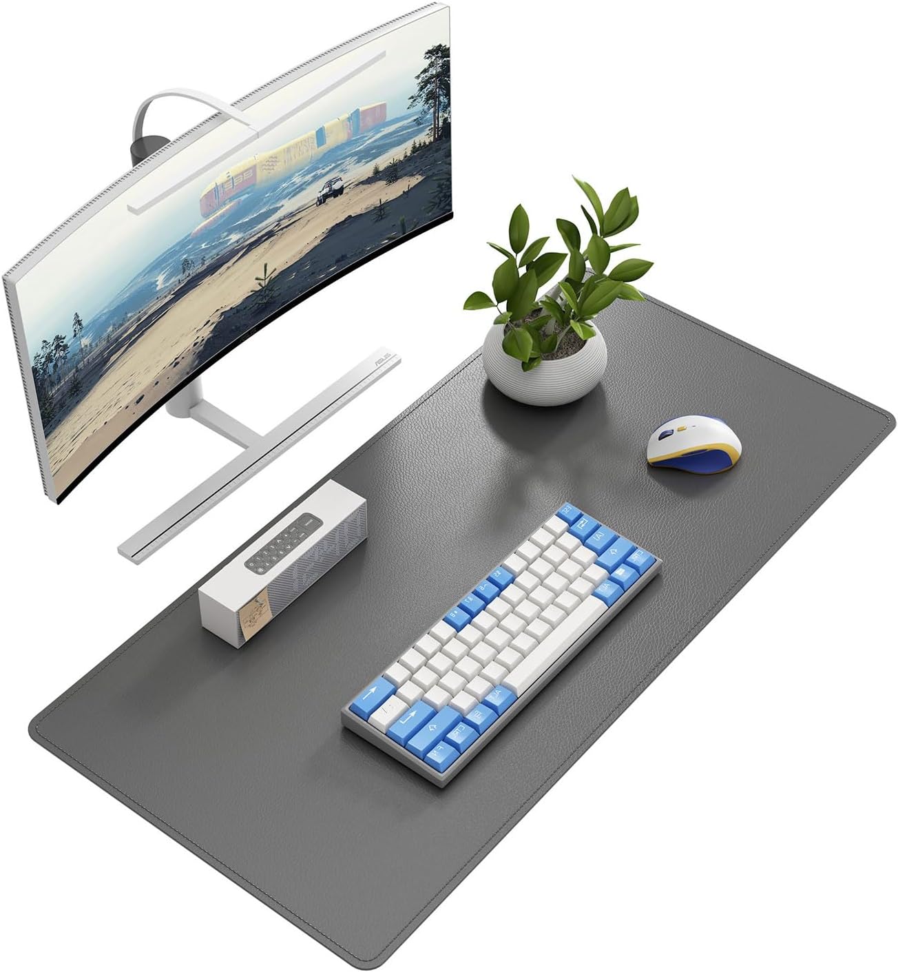 DAWNTREES Desk Mat Protector,PU Leather Desk Pad,Non Slip, Large Mouse Pad and Keyboard Mat, Waterproof Writing Pad for Office and Home (Dark Gray,35.5''x16.9'')