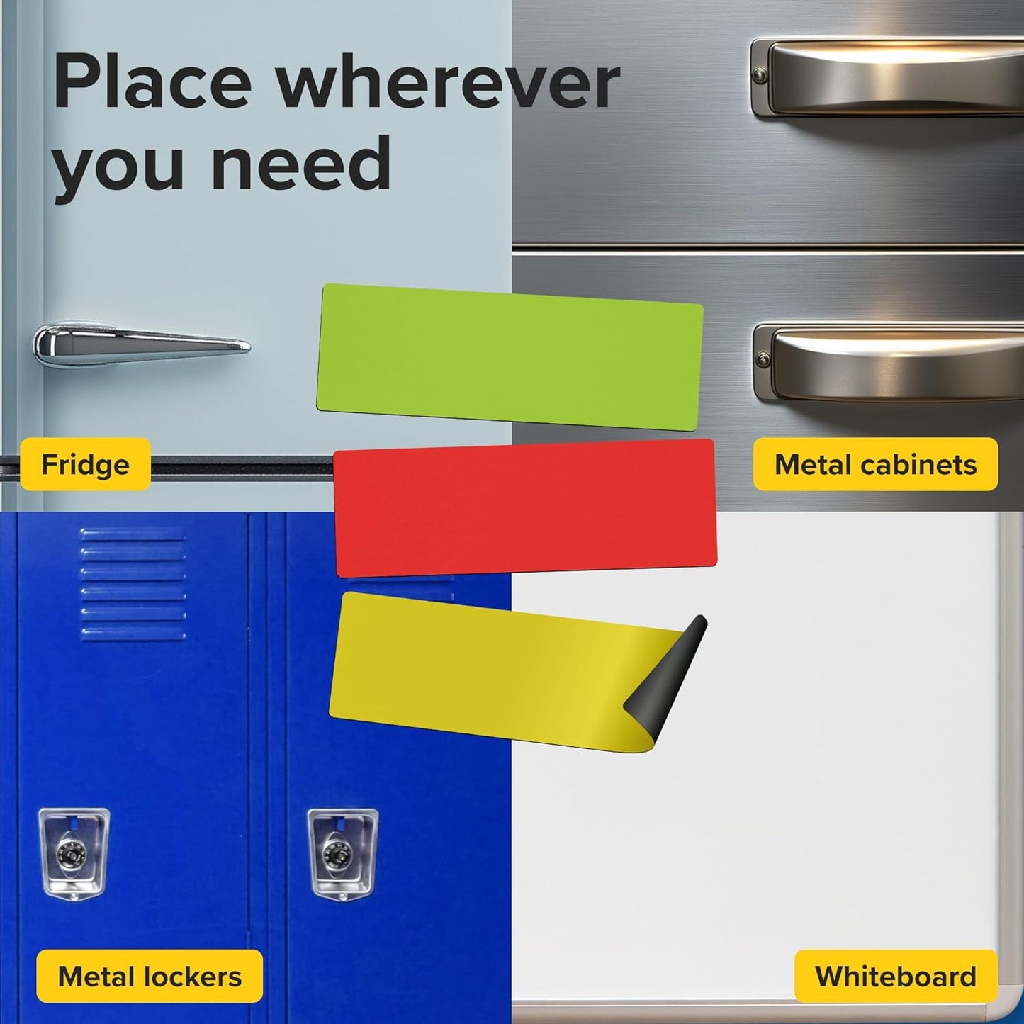 Dry Erase Magnetic Labels 30pcs, 1"×3"×0.7mm (Multicolor: White, red, Blue, Yellow, Green)