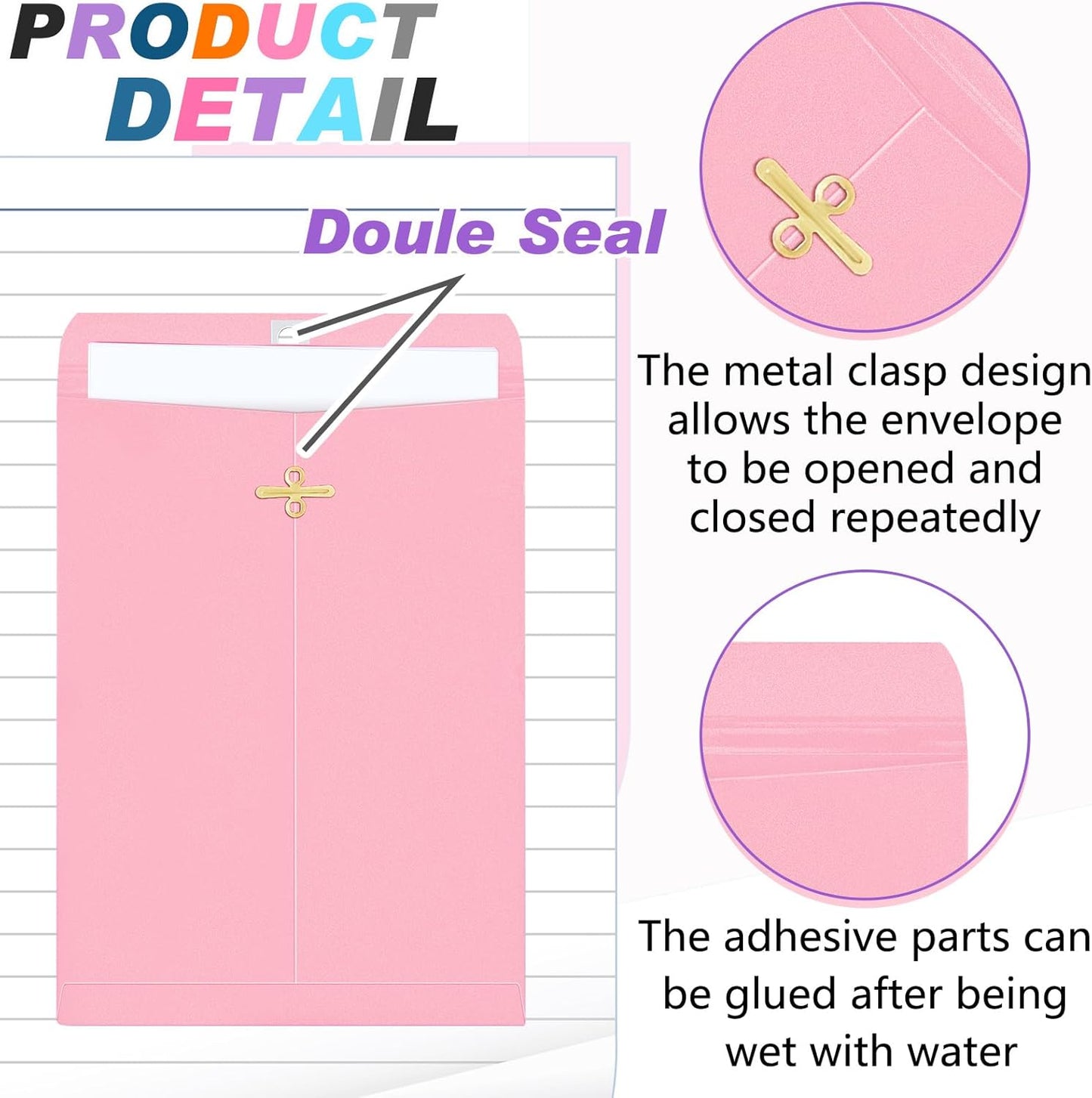 Geyee 50 Pcs 6 x 9 Inch Mixed Colors Manilla Clasp Envelopes Letter Size Mailing Envelopes with Clasp Closure for Filing Storing Documents Office Home Business School