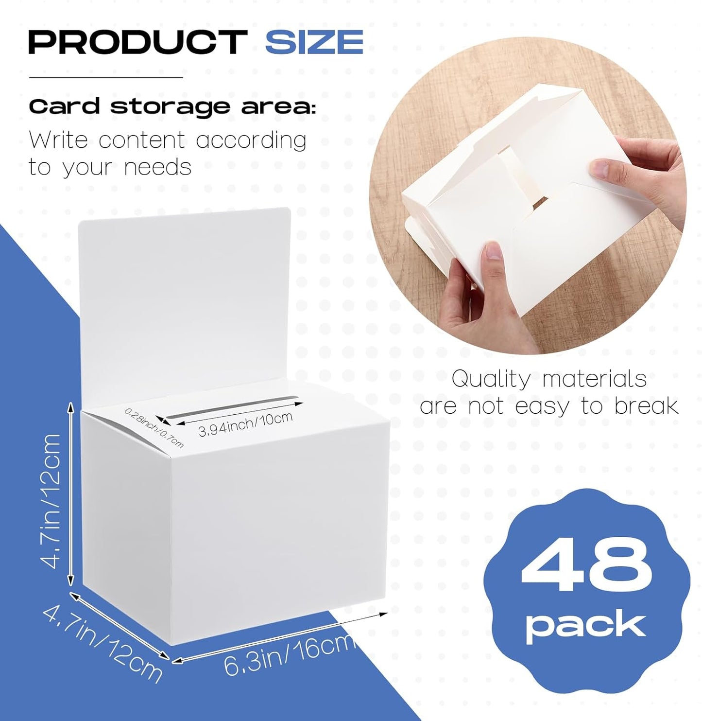 Geelin 48 Pcs Cardboard Raffle Ticket Box Ballot Suggestion Boxes with Slot for Donation Fundraising 6.3 x 4.7 x 4.7 Inches Storage Container for Voting Tip Jar Survey and Collecting Business Card