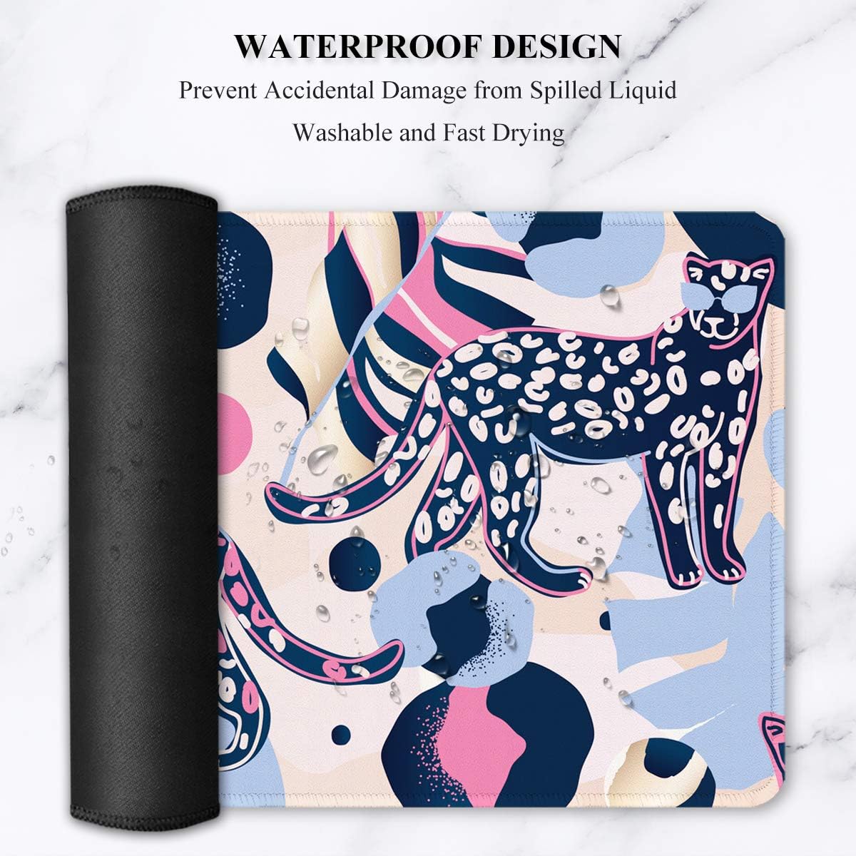 Auhoahsil Large Gaming Mouse Pad, Animal Theme XXL 35.4 x 15.7 in Desk Pad Stitched Non-Slip Rubber Long Computer Mousepad Thin Extended Full Size Desk Mat for Desktop, Laptop, Wireless Mice, Pink