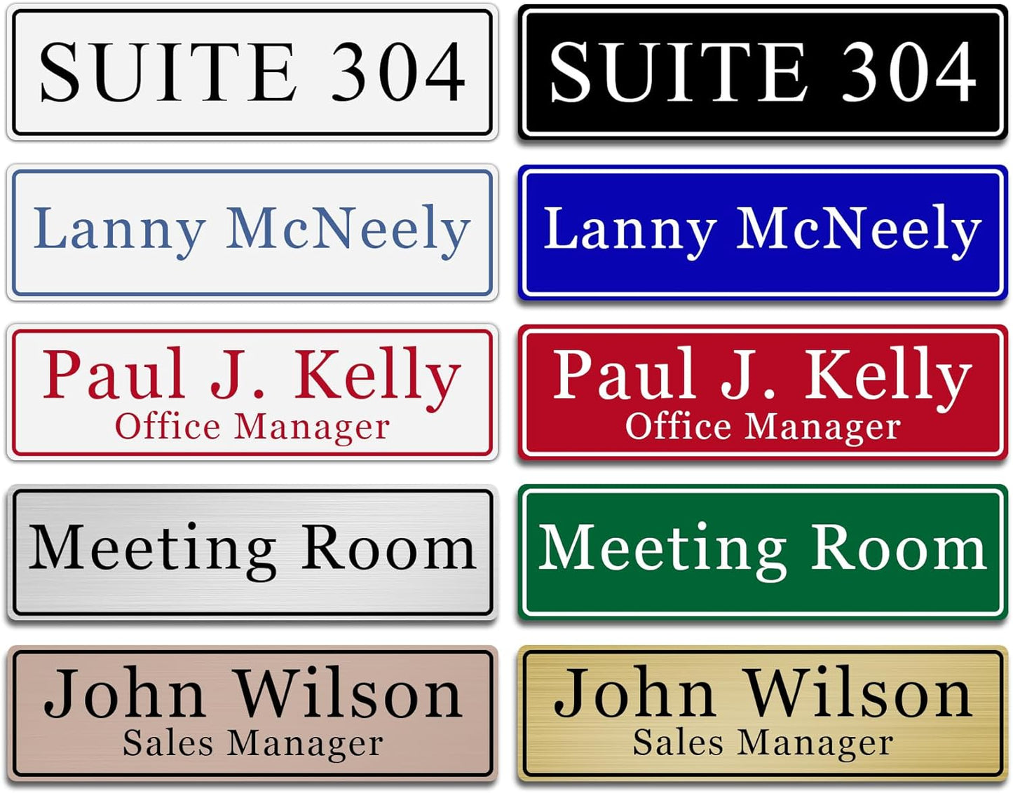 Custom Office Engraved Name Plate, Personalized Elegant Name Plates for Door or Wall Sign, Door Name Plate with Adhesive, Laser Engraving, 10 Colors Available (2.5" x 10")