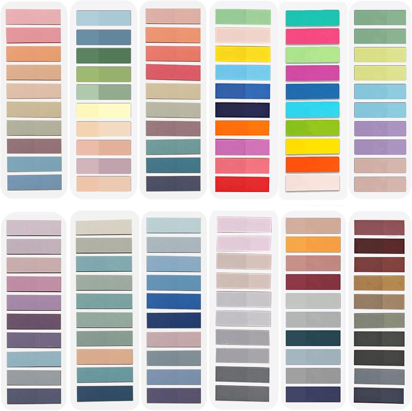 ELII 2400Pcs Sticky Tabs for Annotating Books,Morandi Book Tabs for Binders,Page Markers Clear Writable and Repositionable Book Flags Strip Index Tabs (morandi-2400pcs New)