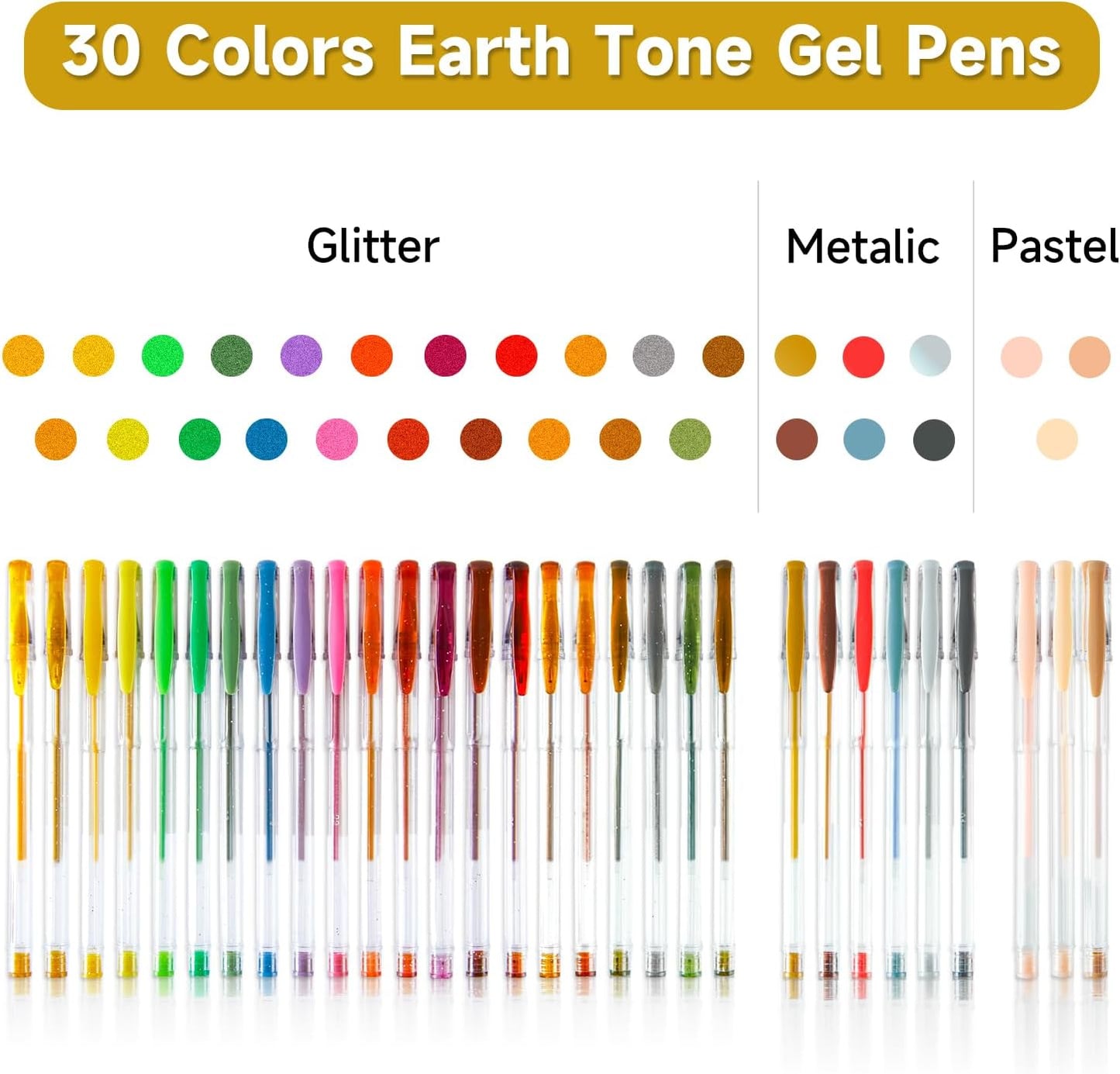 Shuttle Art 60 Pack Earth Tone Gel Pens, 30 Brown Earth Tone Gel Pens with 30 Refills for Adults Coloring Books Journaling Drawing Nature, Landscapes, Animals Scenes