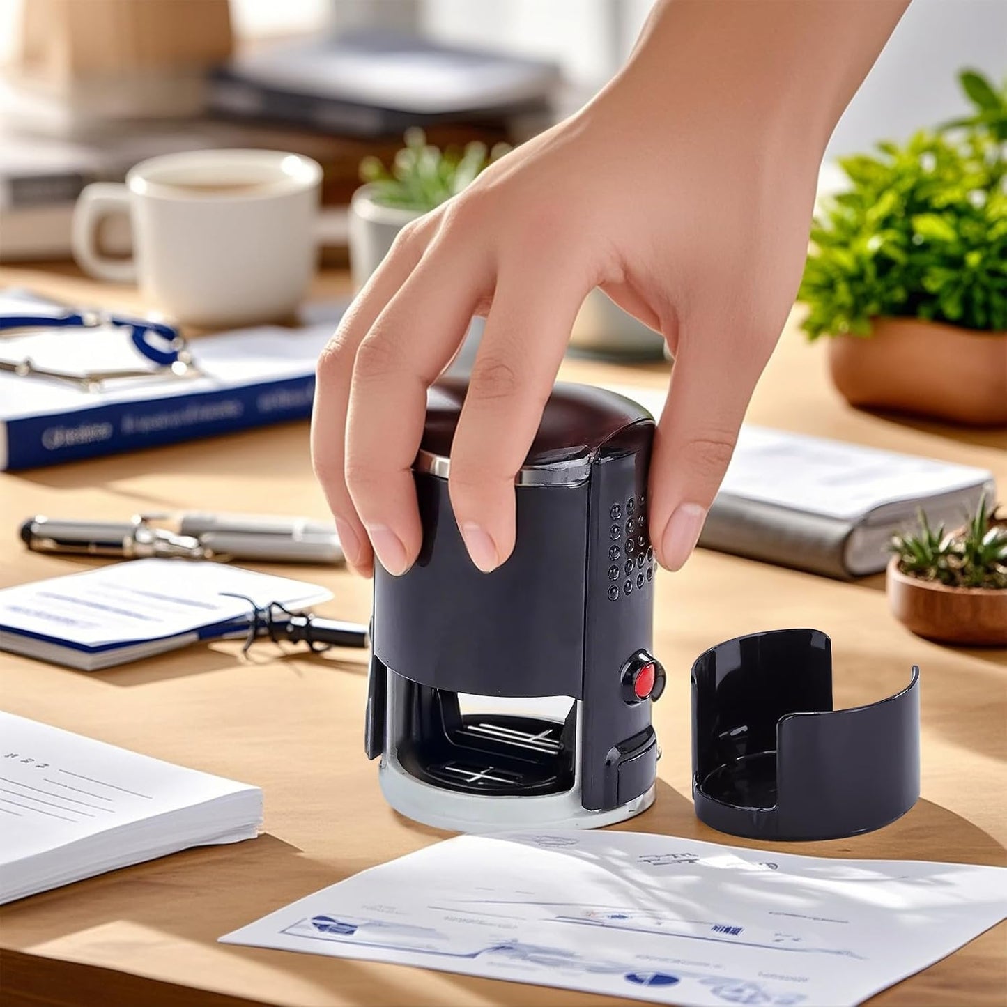 Custom Stamp - Self Inking Logo Stamps with Crisp Impressions | 6 Sizes & 6 Ink Colors | High-Definition Customizable Business Stamps