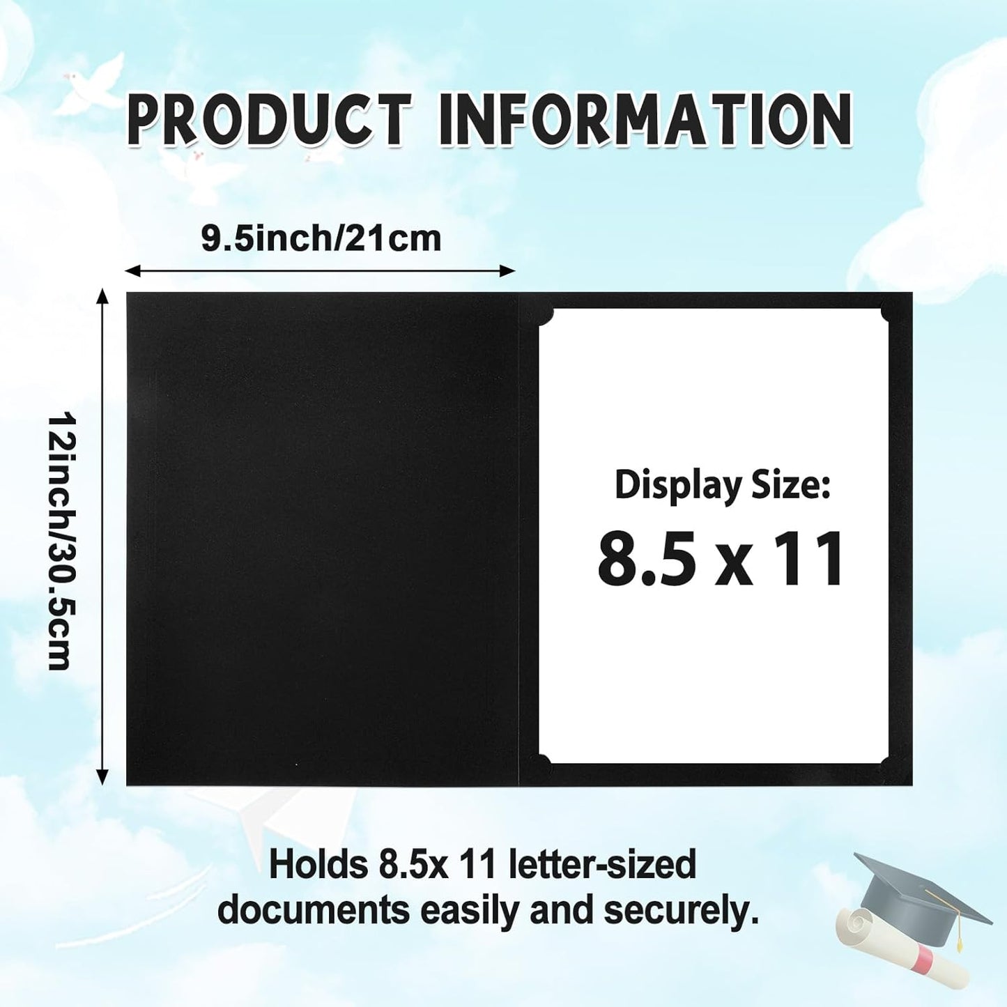 gisgfim 100Pcs Certificate Holders Diploma Covers Single Sided Gold Foil Border Award Certificate Covers for Letter Size 8.5x11 Certificates Cardstock Document Papers Storage Organizer (Black)