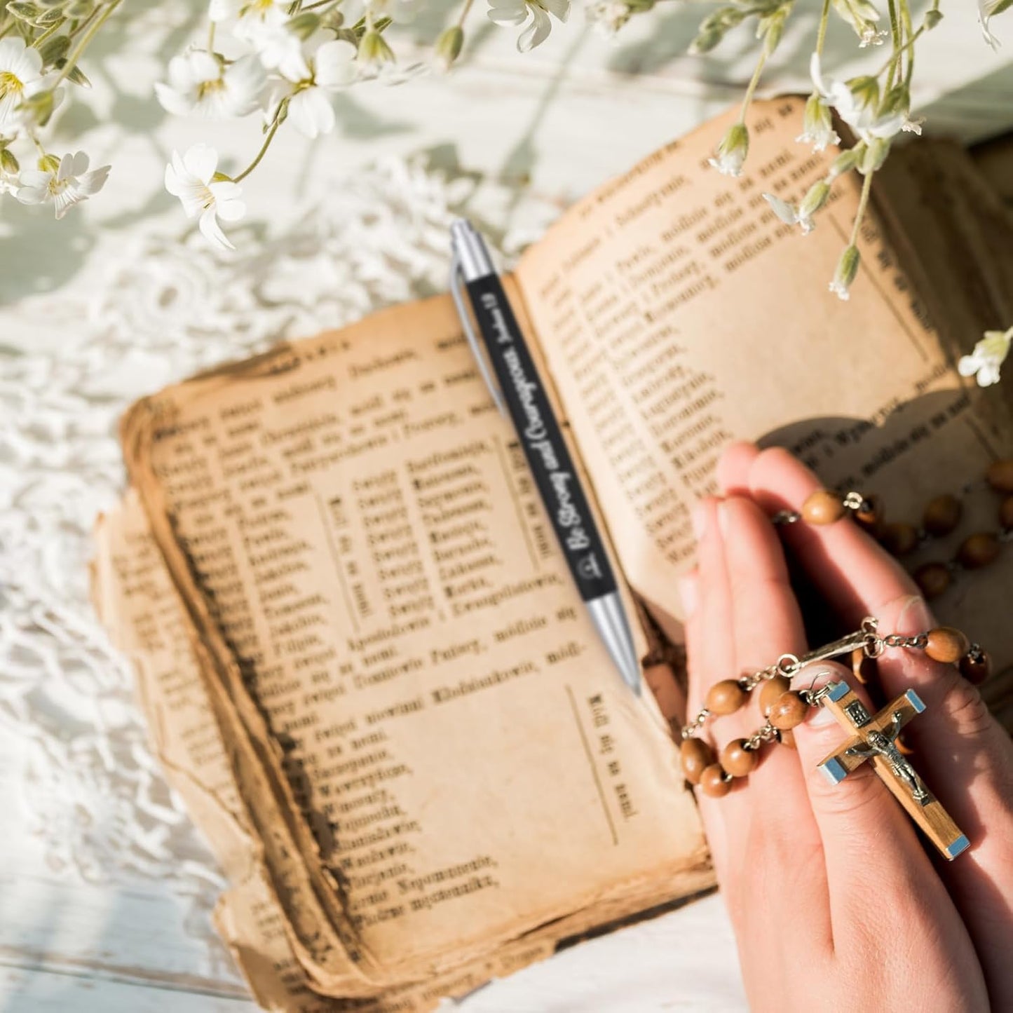 Yeaqee 100 Pcs Inspirational Pens Employee Appreciation Back to School Gifts Motivational Thank You Metal Greeting Quote Ballpoint Pen for Coworker Teacher(Black,Biblical)