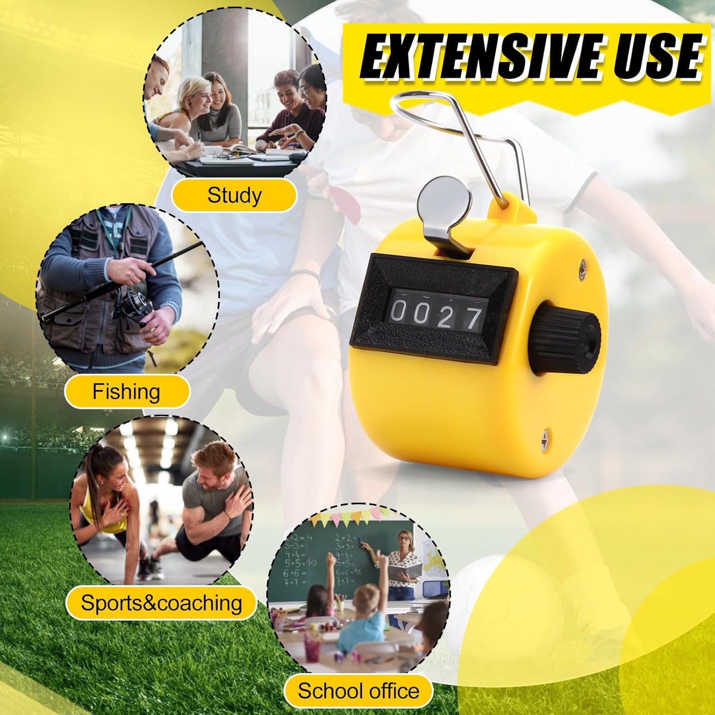 Draupnir 24Pcs Handheld Tally Counter, Metal Pitch Counter Hand Mechanical Counters Clickers for School Event, 8 Colors Counting Numbers for Coaching, Fishing, People, Golf Lap, Stadiumand Sport Row