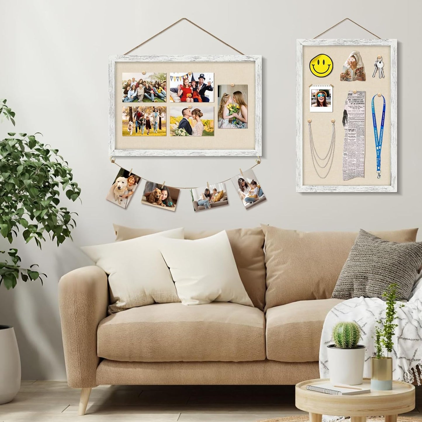 Egofine Cork Board Bulletin Board with Linen, 16x11 Wood Frame Pin Board Wall Decor, 2 Pack Cork Boards for Walls, Hanging Horizontal or Vertically for Office Home Decor School Kitchen, Natural Wood