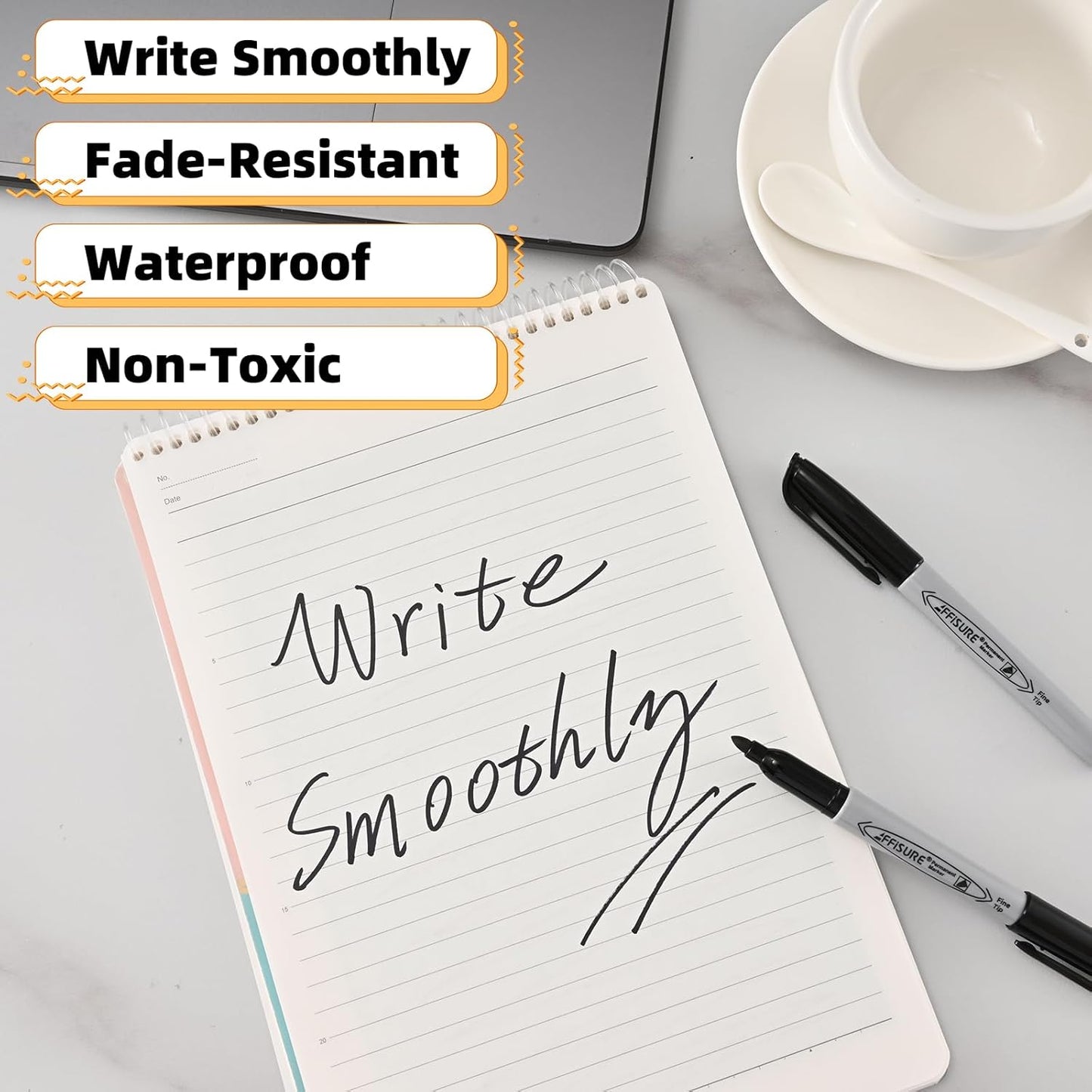 Permanent markers, 40 packs permanent markers bulk, quick drying in one second, smooth, not easy to erase, durable, can be marked on glass, tiles and cloth, office supplies,Gray shell