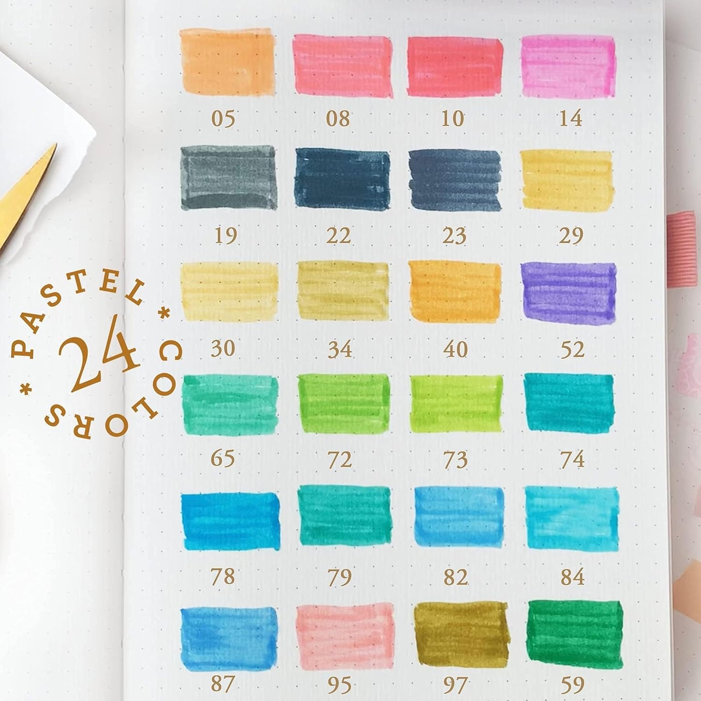 Primrosia 24 Pastel Dual Tip Markers, Fine Tip and Brush Pens. Perfect for art, illustration, drawing, calligraphy and bullet journals