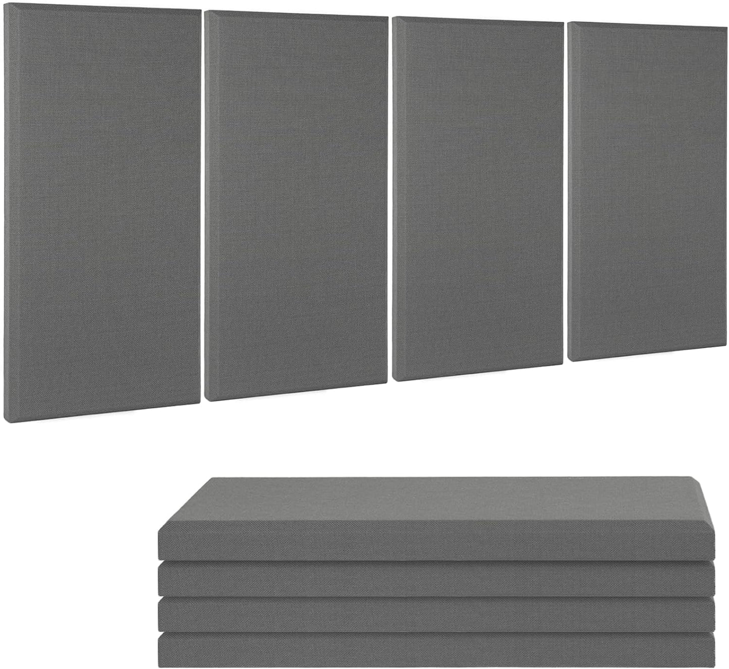 Fabric Sound Proof Foam Absorbing Acoustic Wall Panels 23.6’’x11.8’’ 4PCS Noise Cancelling for Room Home Studio Office Theater, Gray