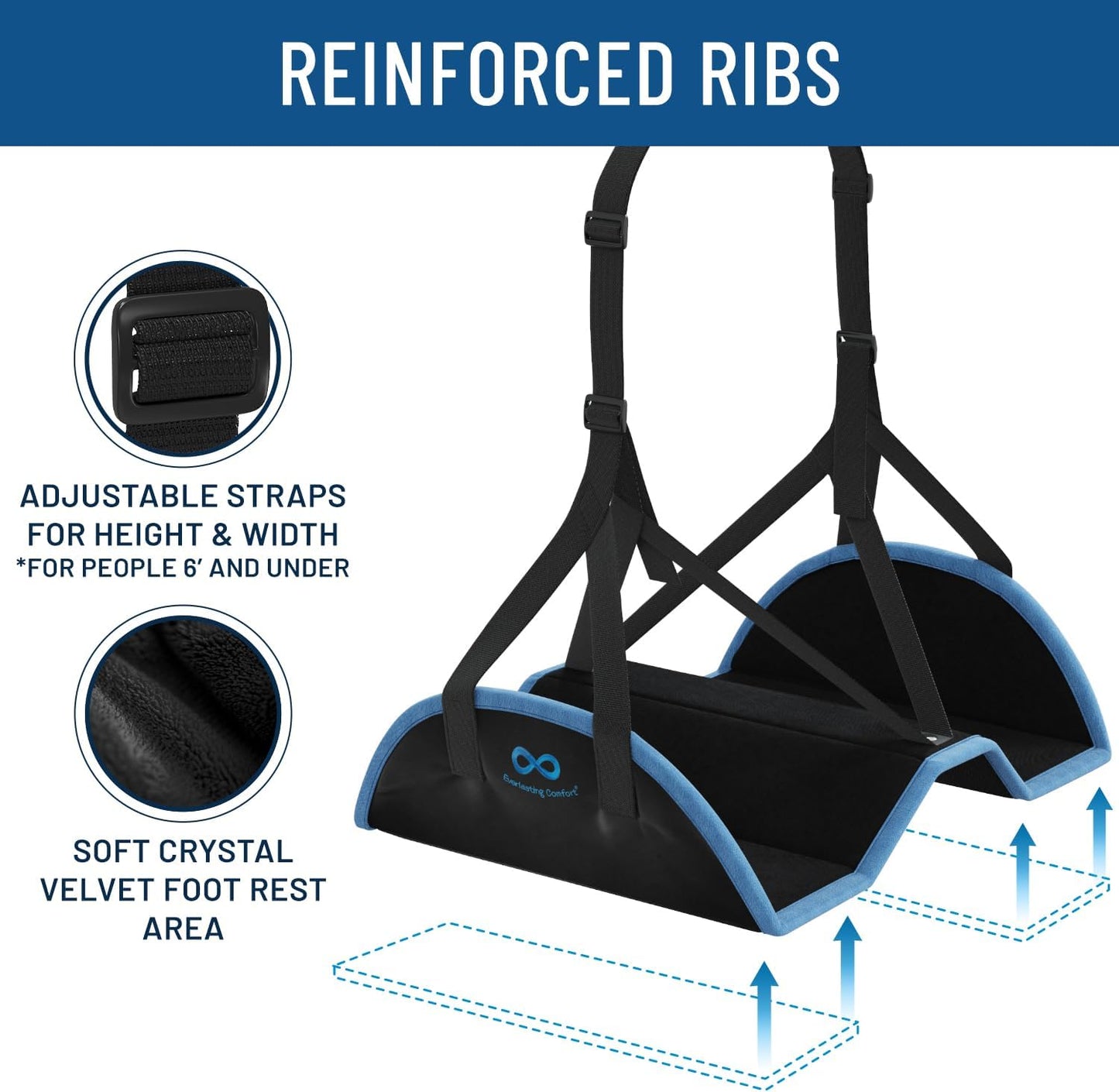 Everlasting Comfort Airplane Foot Hammock - Memory Foam Foot Rest for Plane Travel - Portable Foot Rest for Air Travel, Desk & Car - Airplane Essentials Foot Hammock for Plane Travel