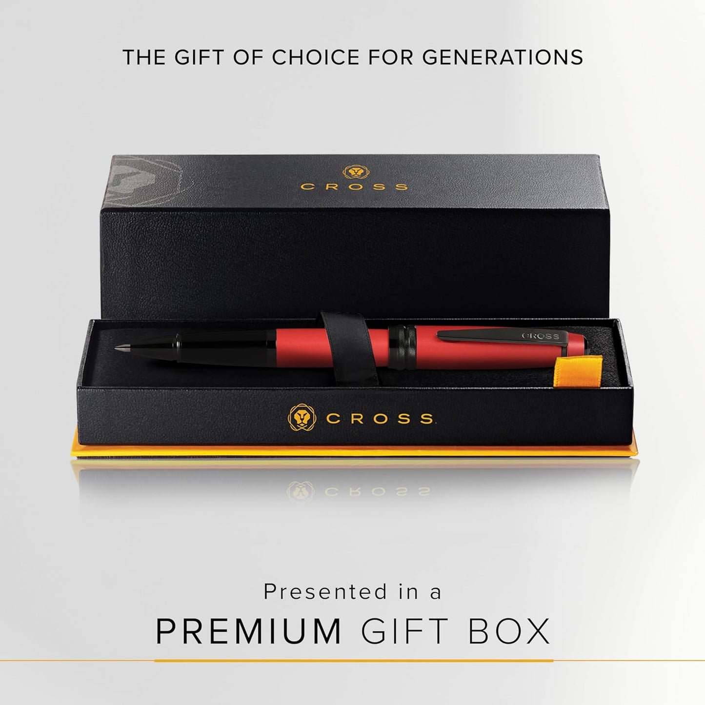 Cross Bailey Refillable Rollerball Pen Presented in a Premium Gift Box - Medium Point, Black Ink, Matte Red