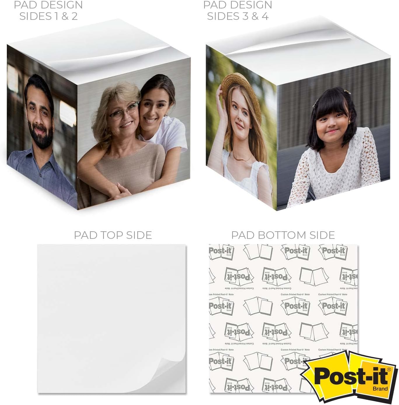 Custom Photo Sticky Note Cube / 600 Sheets / 2.75" Memo Block Printed on 4 Sides/Unique Photo Printed On Each Side