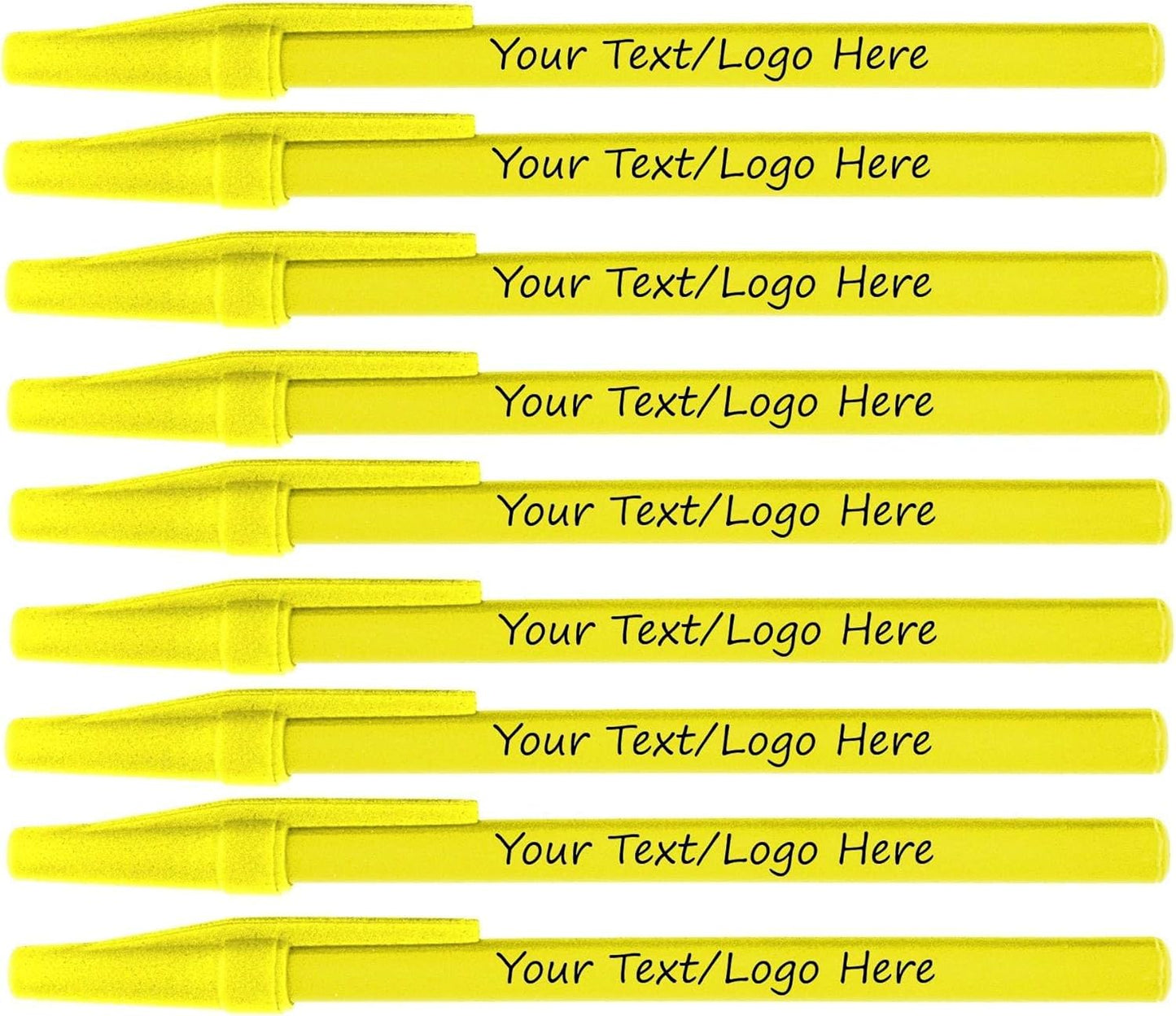 Personalized Stick Pens With your Custom Logo or Text-500 Pack Bulk-for Businesses, Parties, and Events, Custom Printed Slim Ballpoint Pens Colored with Cap, Yellow, Black Ink
